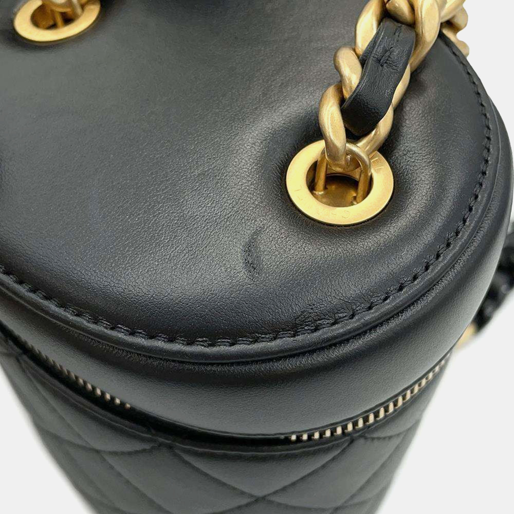 Chanel Black Lambskin Vanity Chain Shoulder Bag 