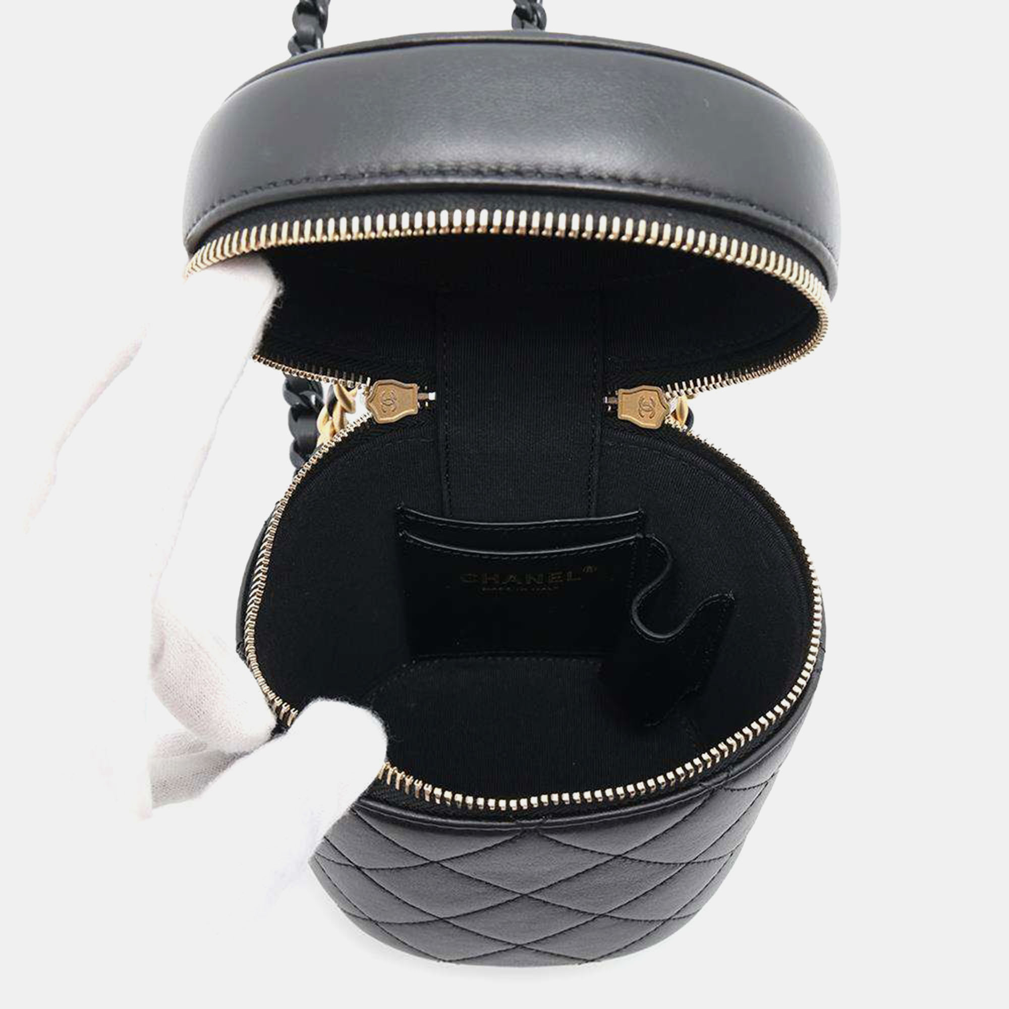 Chanel Black Lambskin Vanity Chain Shoulder Bag 