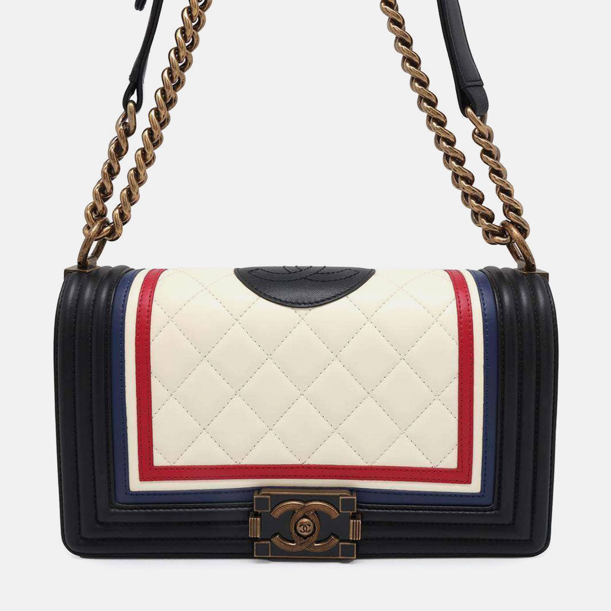 

Chanel Multicolour Lambskin Boy Chain Shoulder Bag, Black