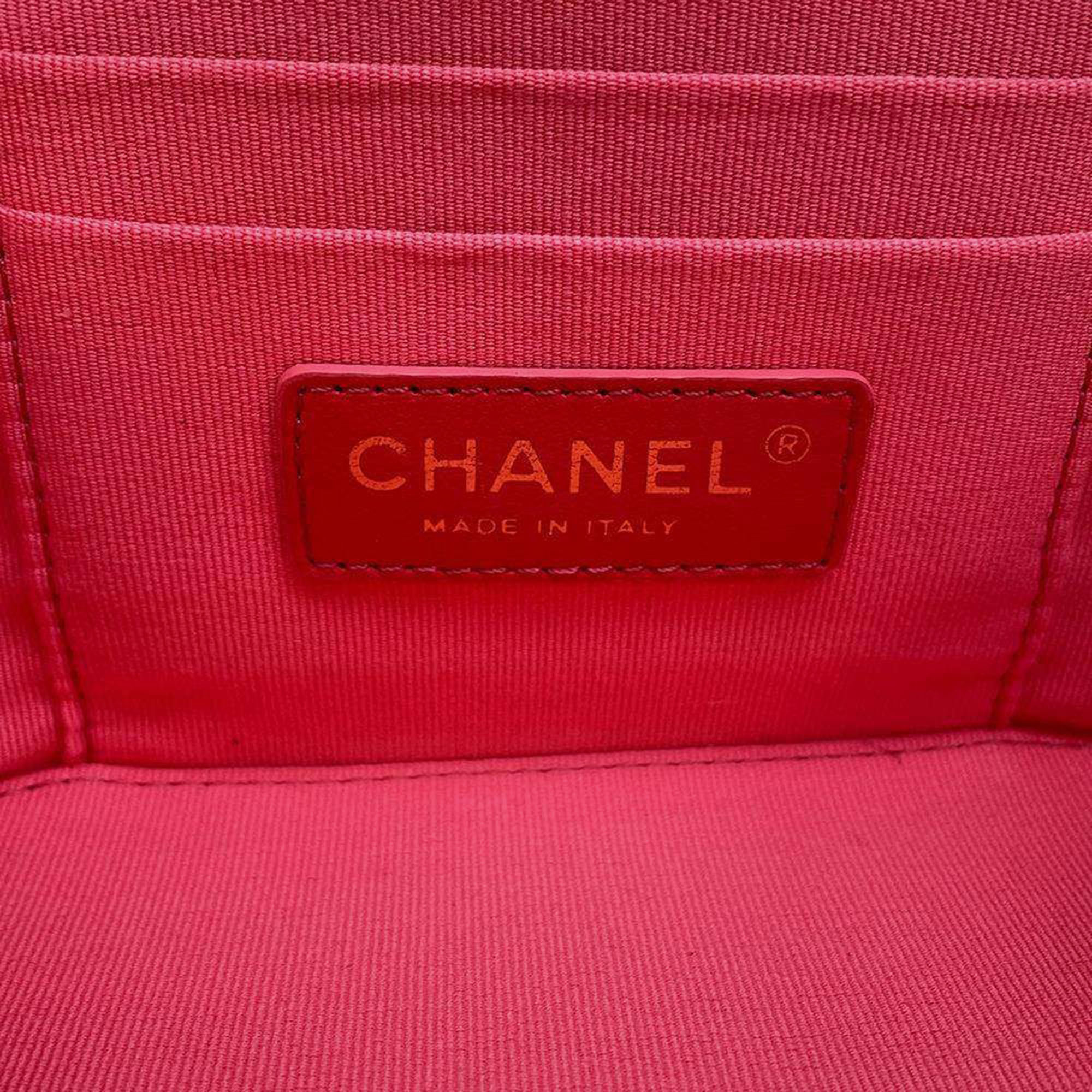 Chanel Pink Calf Leather Matelasse Chain Shoulder Vanity Bag 