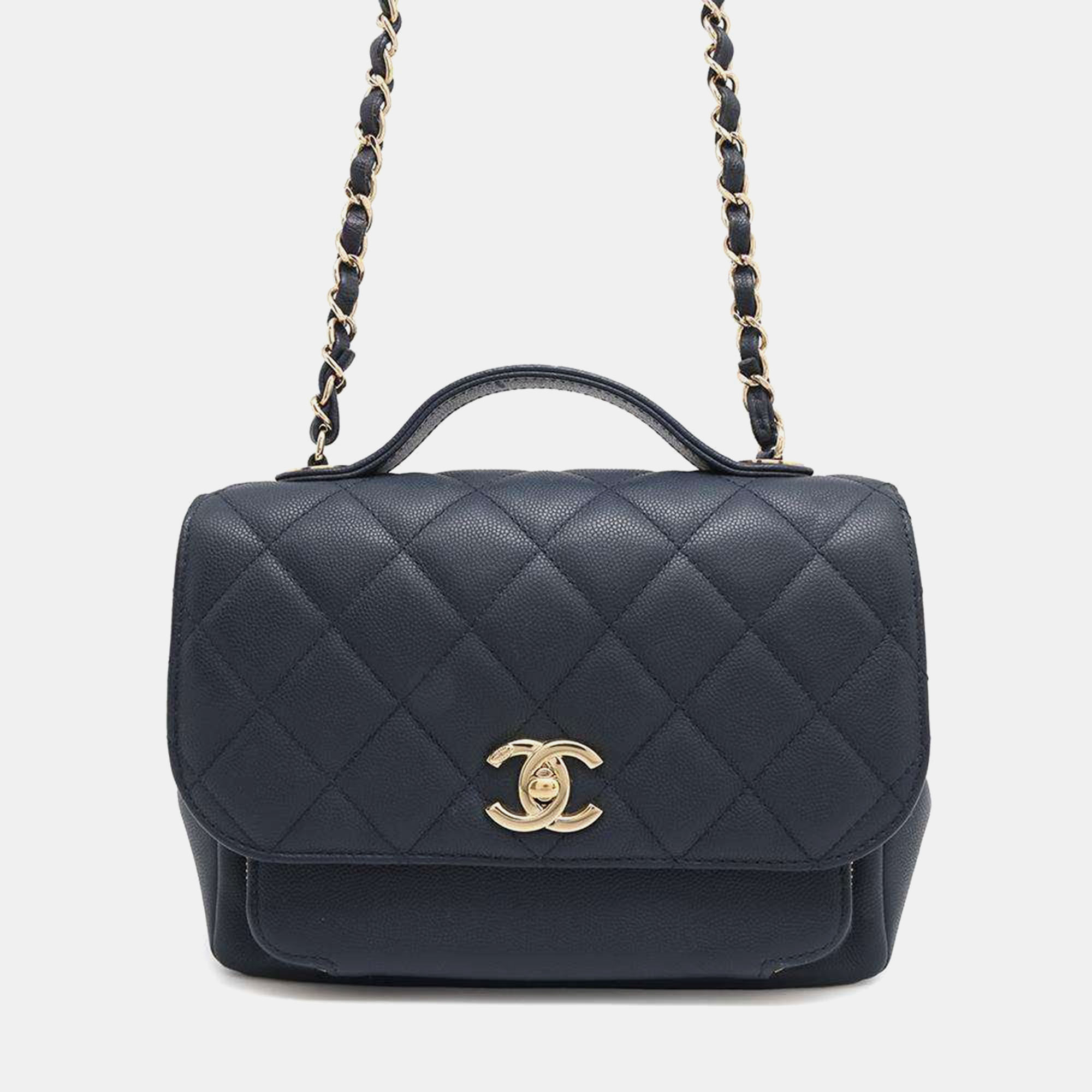 

Chanel Matelasse Business Affinity Shoulder Bag Navy Caviar Leather, Navy blue