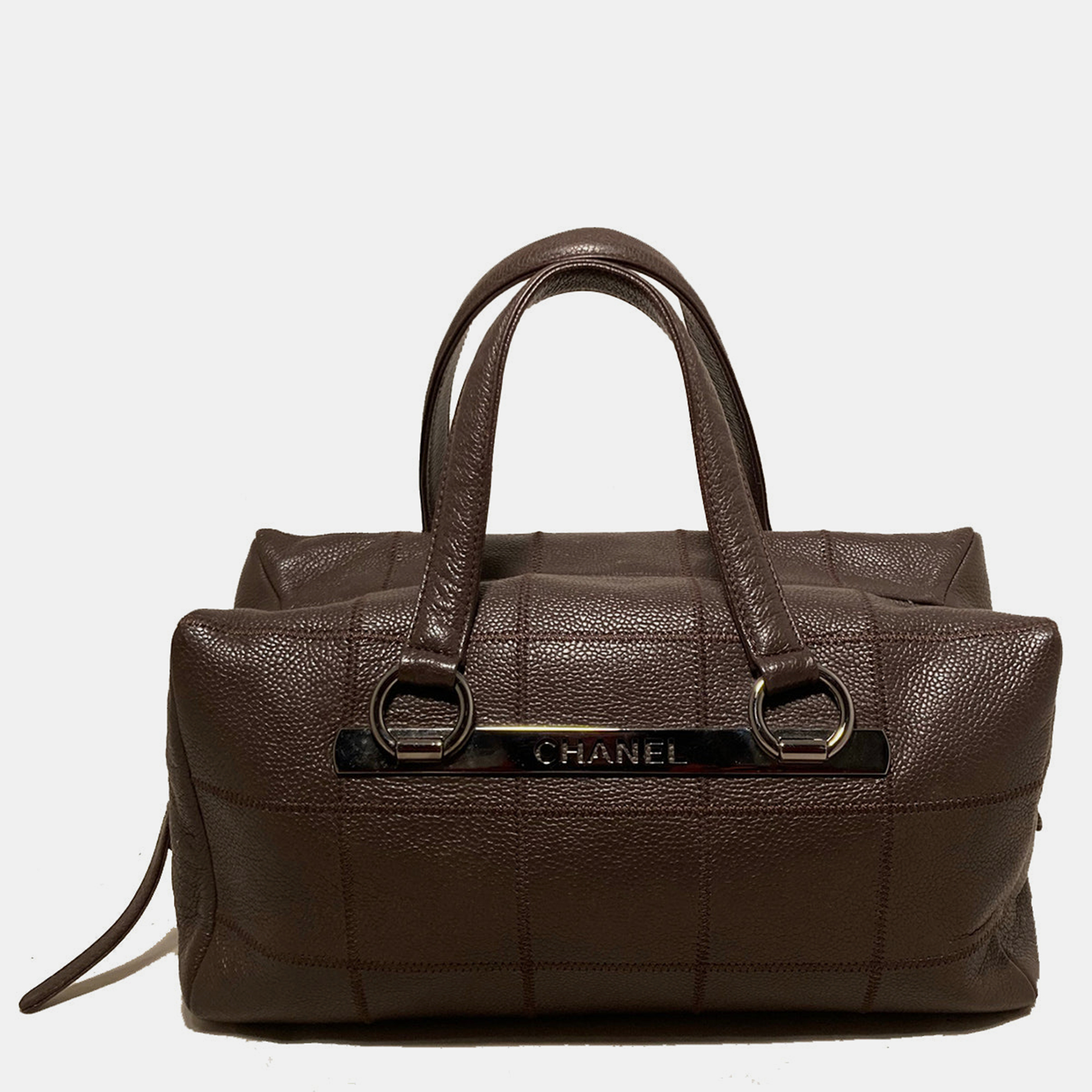 

Chanel Brown Square Stitch Bowler Bag