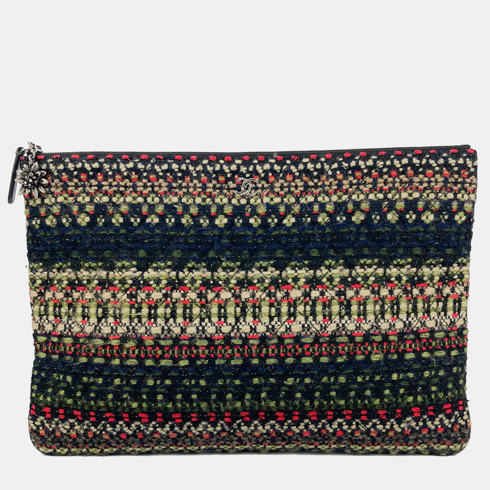 

Chanel Tweed And Wool Zipped Pouch, Multicolor