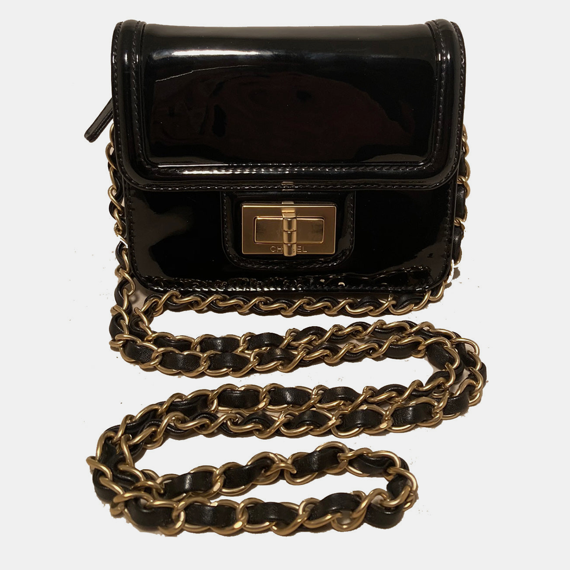 

Chanel Mini Black Patent Leather Classic Shoulder Bag