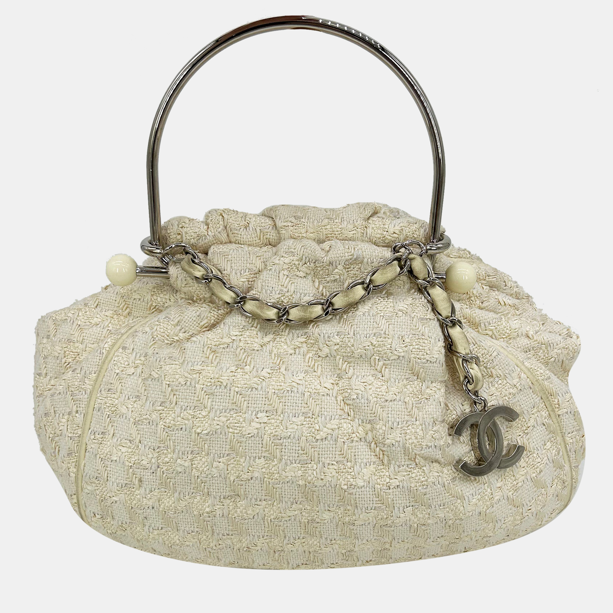 

Chanel Cream Tweed Boucle Knitting Bag