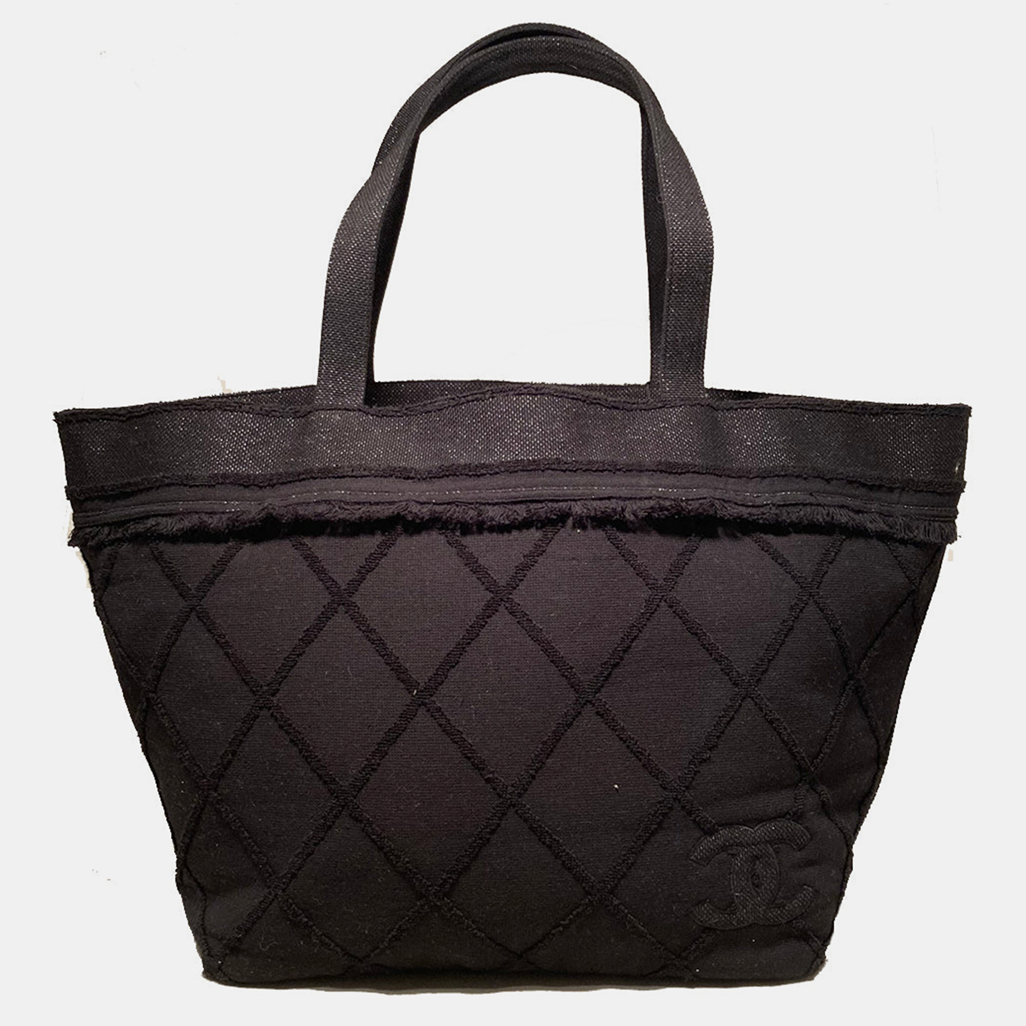 

Chanel Black Canvas Raw Edge Tote Bag