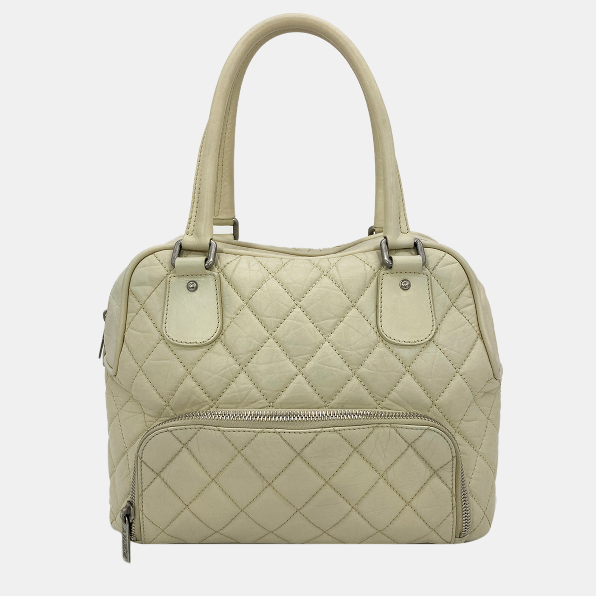 

Chanel Paris New York Cream Distressed Bowling Tote, Beige