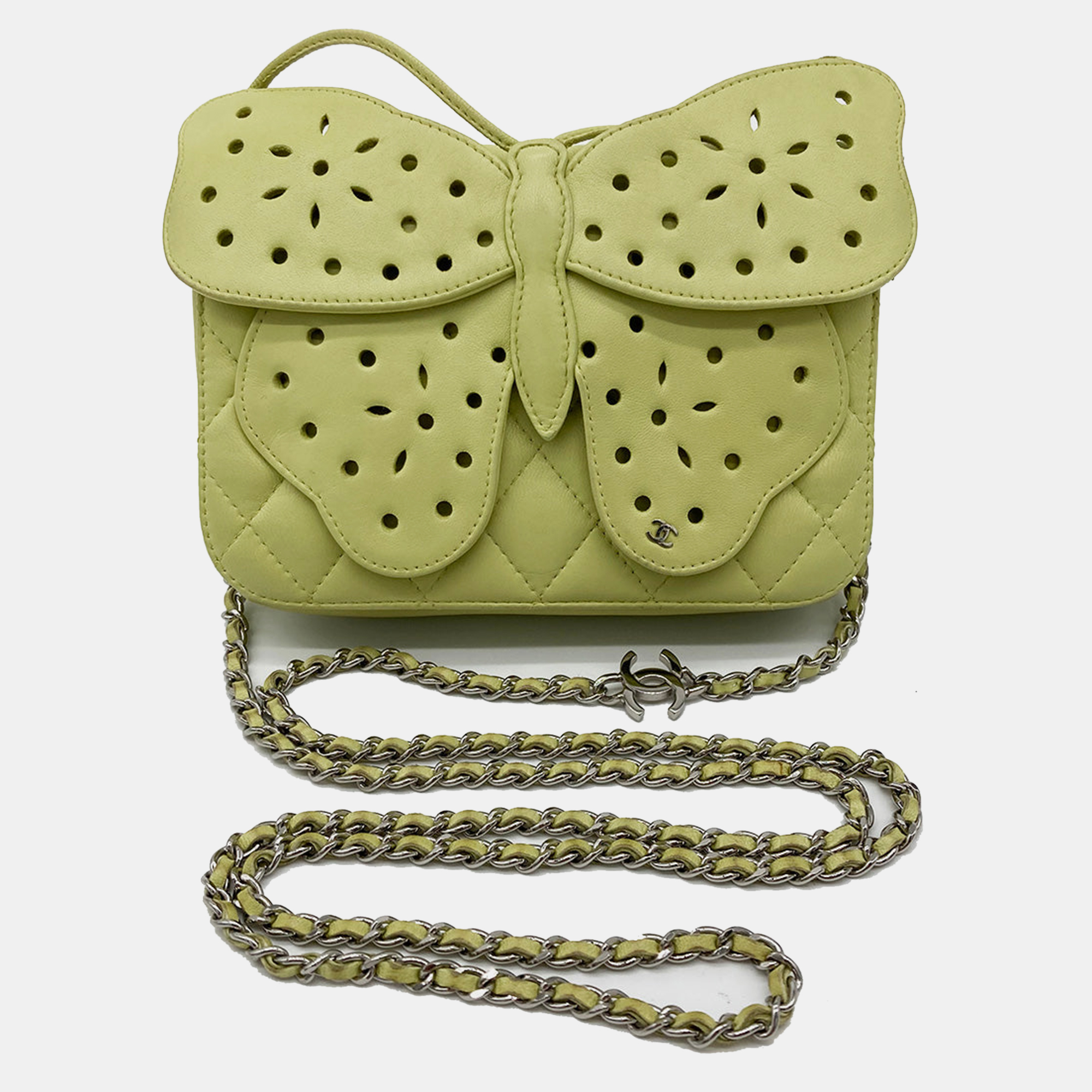 

Chanel Lime Green Butterfly Classic Flap Bag