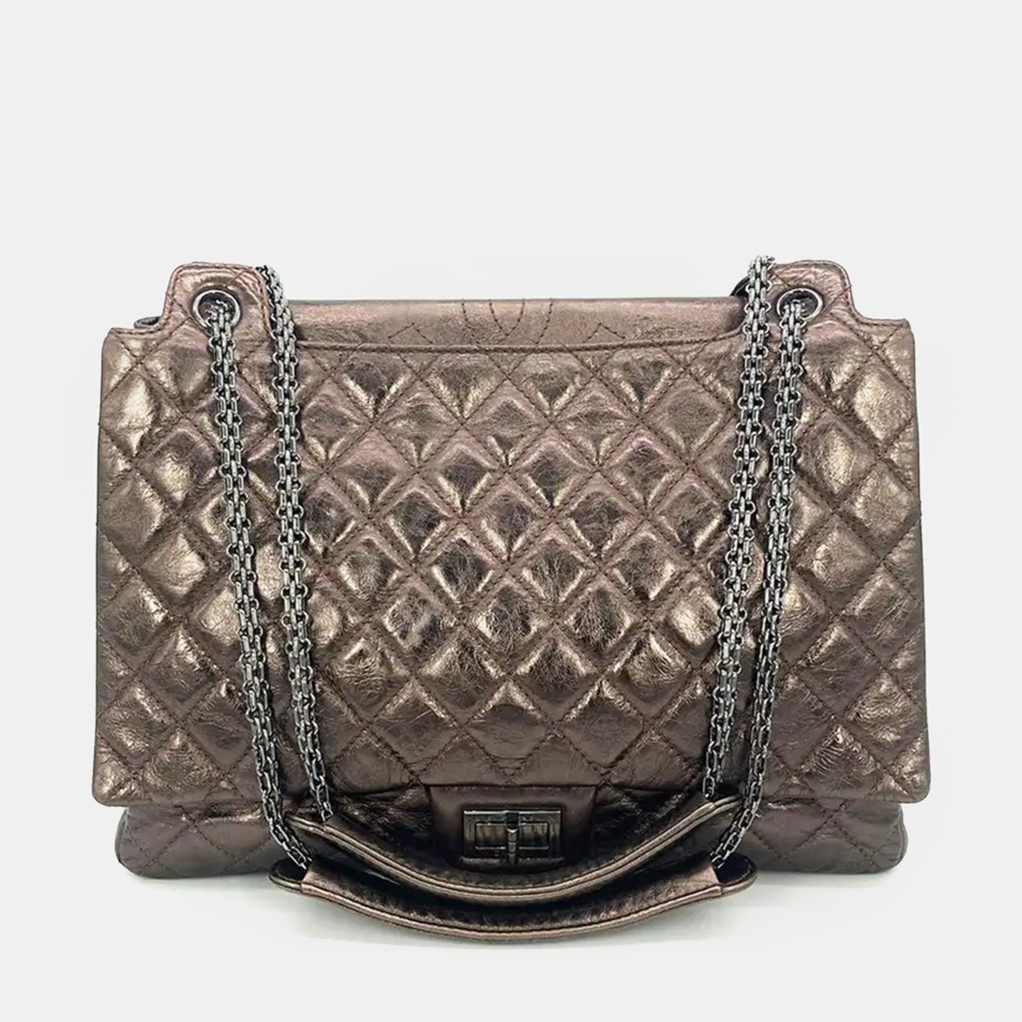 

Chanel Metallic Bronze Quilted Leather Classic Flap Shopping Tote, Brown