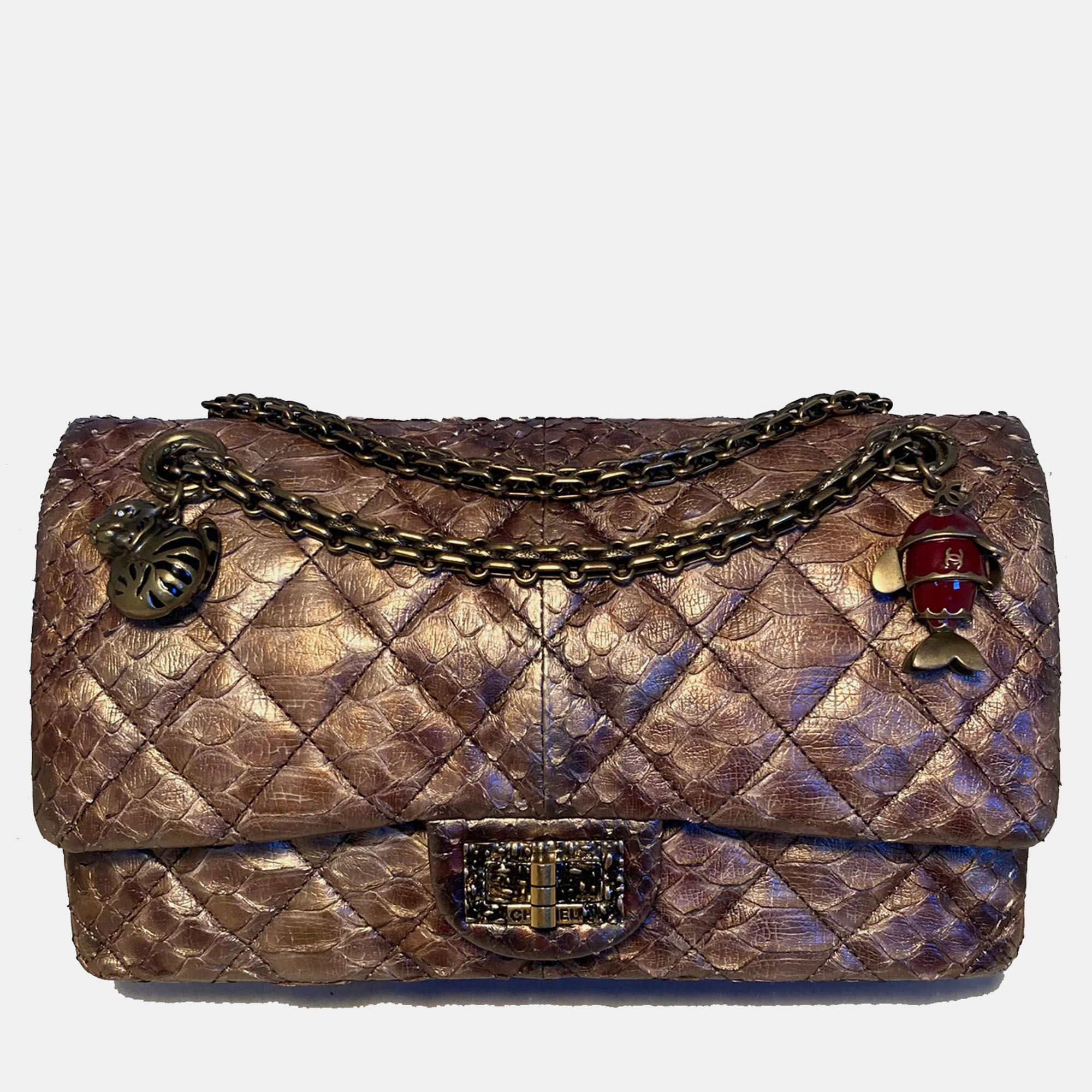 

Chanel Metallic Copper Python 2.55 Double Flap Classic