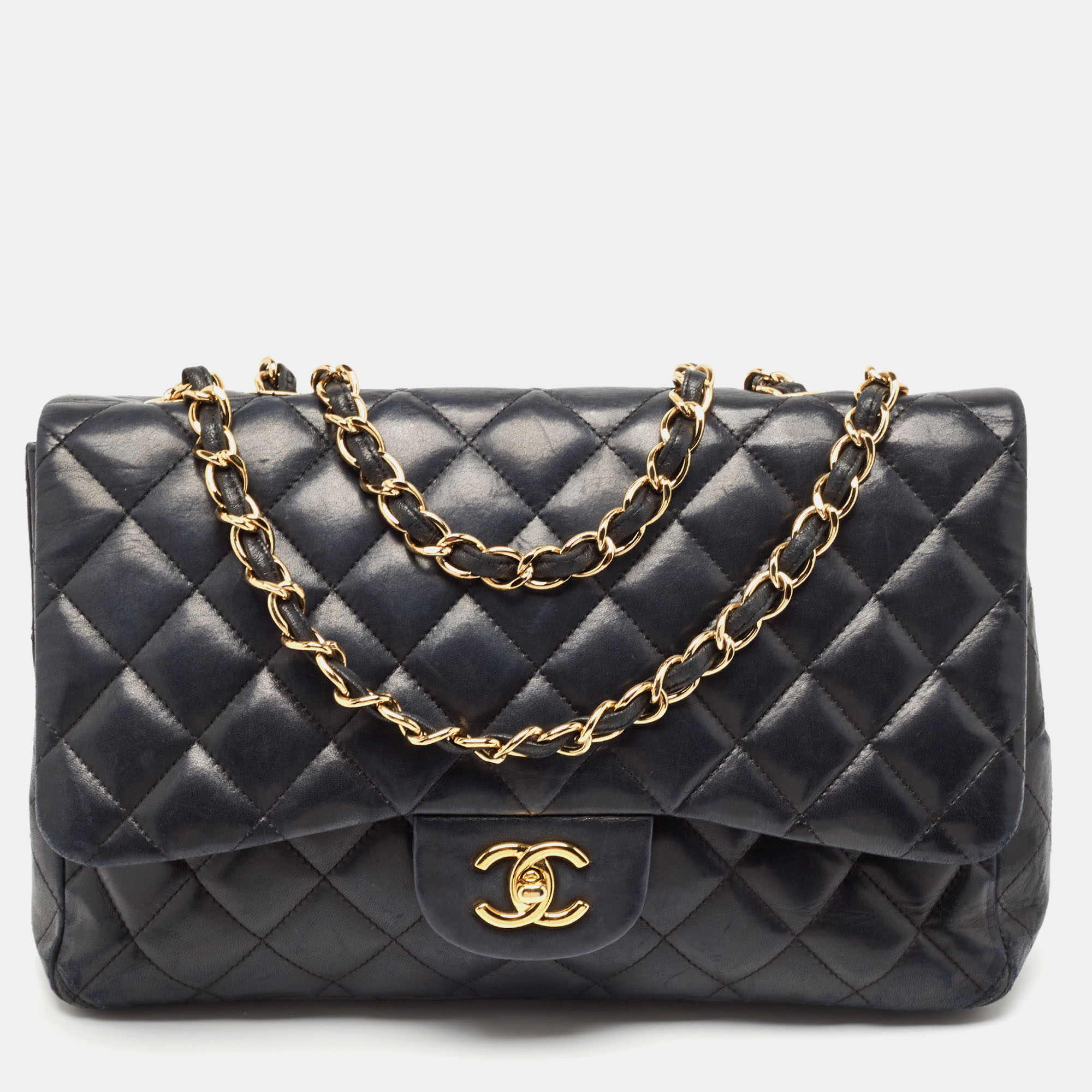 

Chanel Black Quilted Leather Jumbo Classic Single Flap Bag