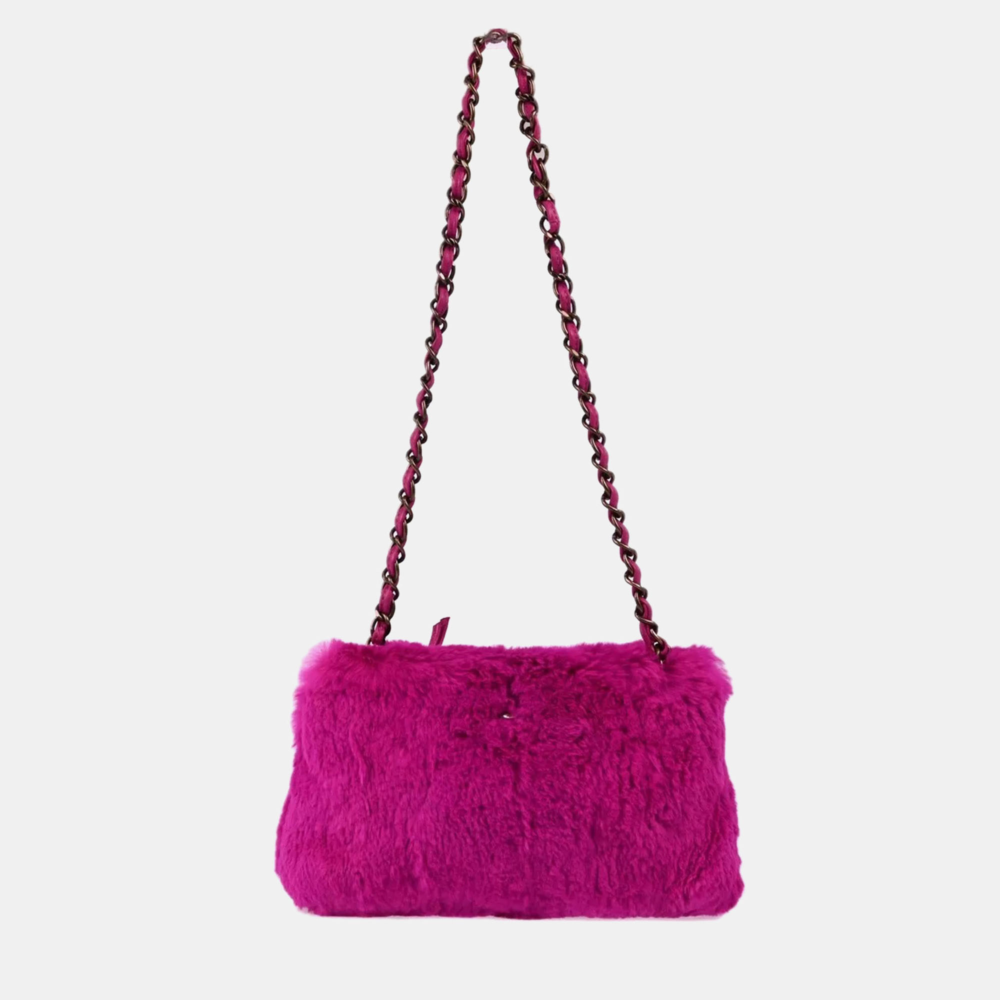 

Chanel Purple Fur Chain Shoulder Bag, Pink