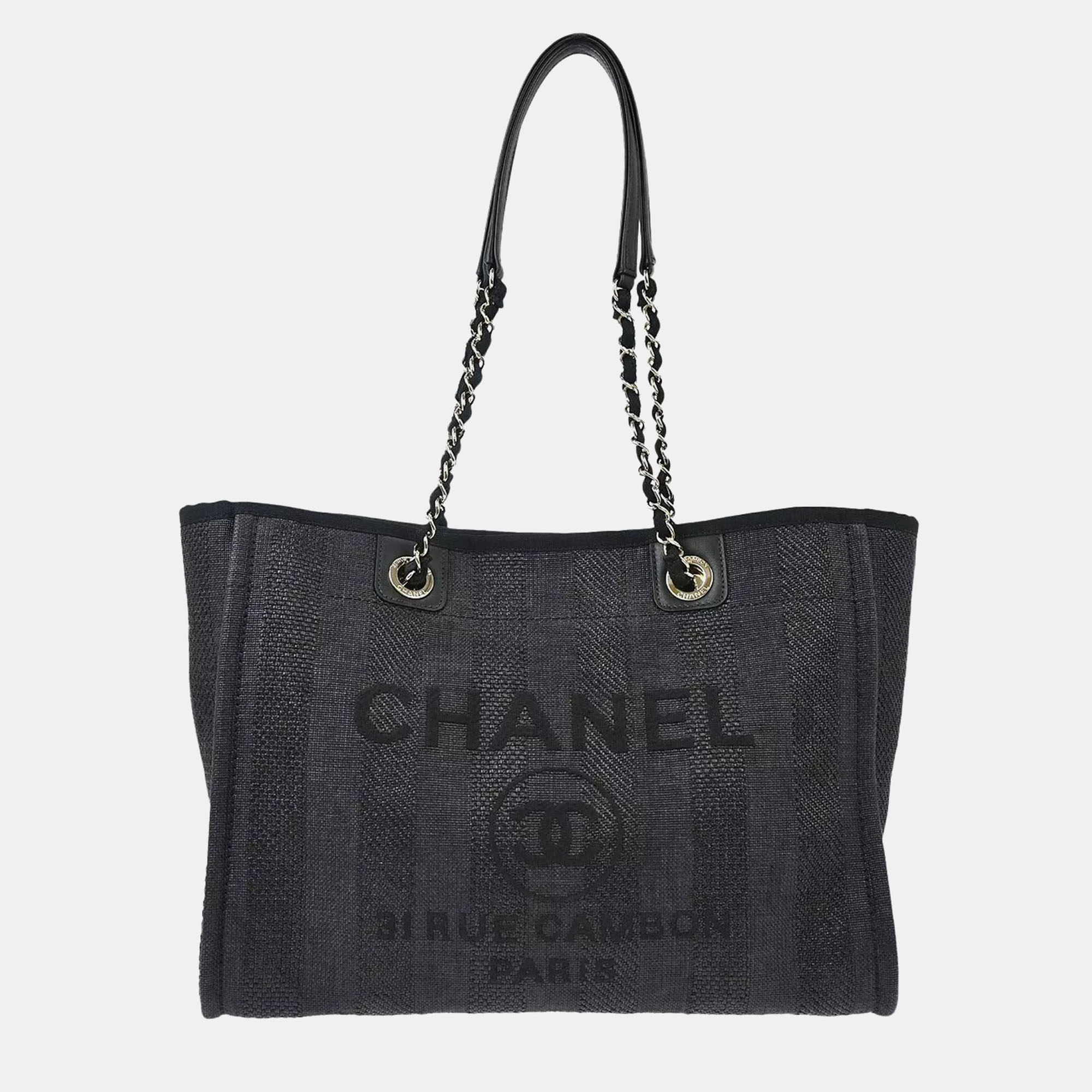 

Chanel Black Canvas Small Deauville Shoulder Tote Bag