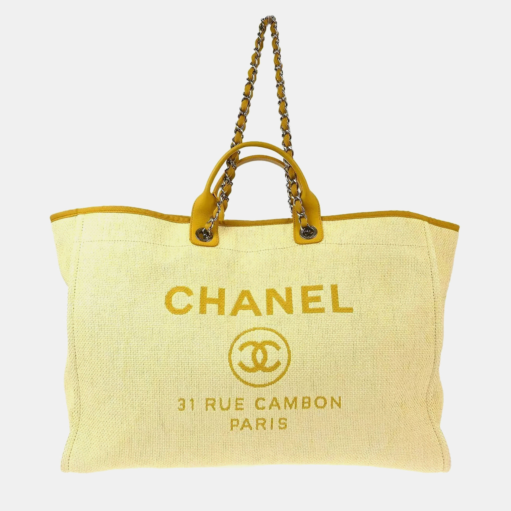 

Chanel Yellow Canvas Large Deauville Tote Bag