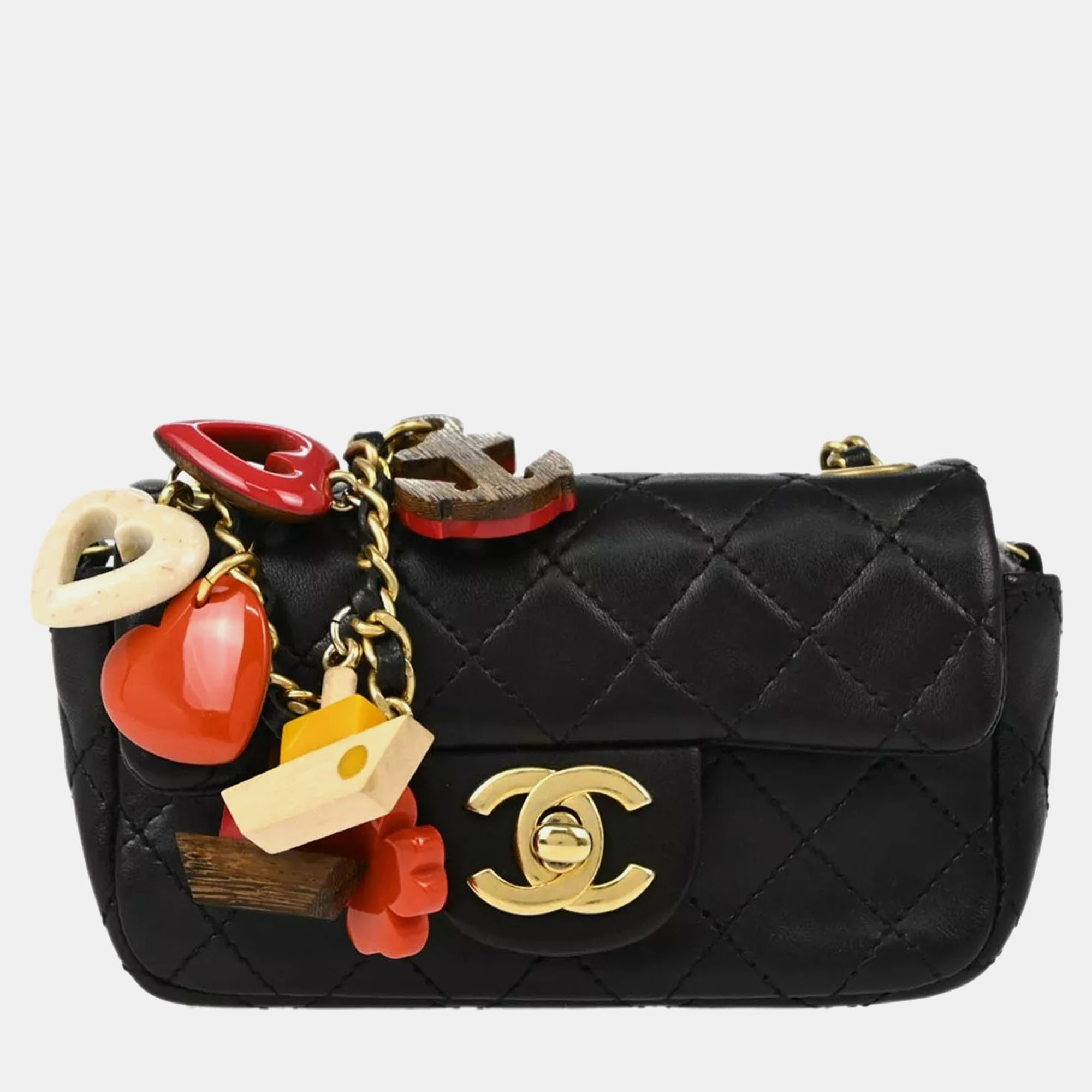 

Chanel Black Lambskin Single Flap Shoulder Bag