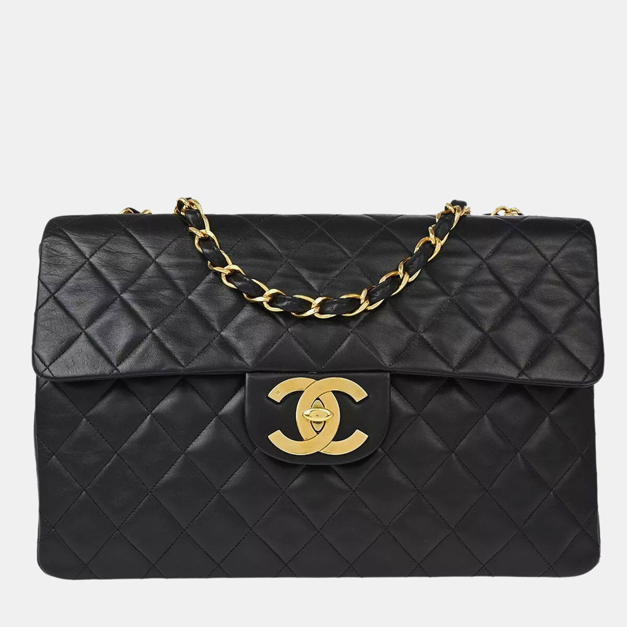 

Chanel Black Lambskin Maxi Classic Flap Shoulder Bag