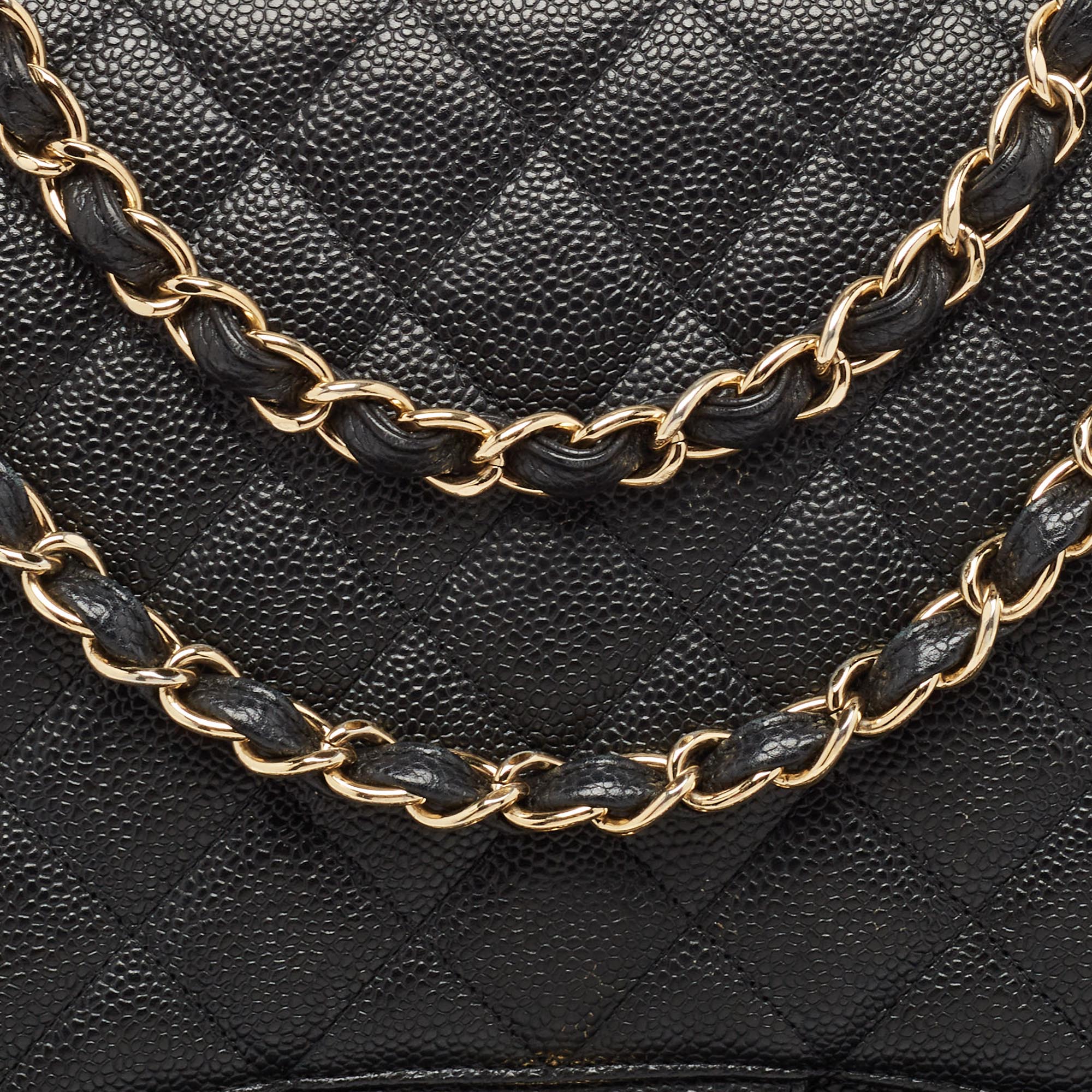 Chanel Black Quilted Caviar Leather Maxi Classic Single Flap Bag 