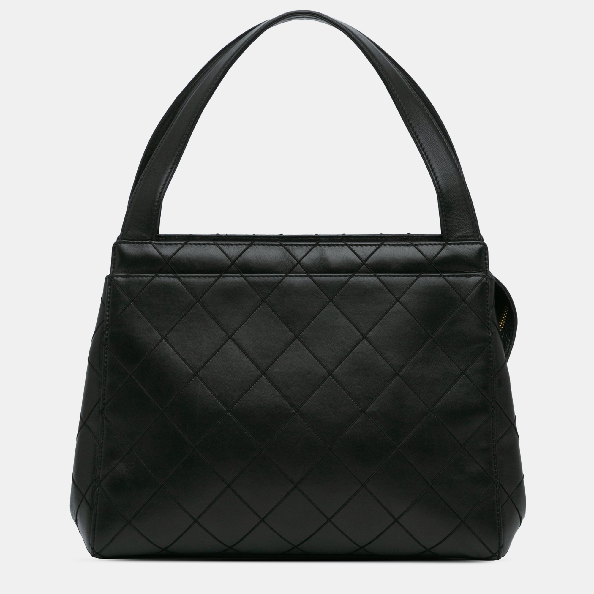 

Chanel Black Stitched Lambskin Vintage Top Handle Bag