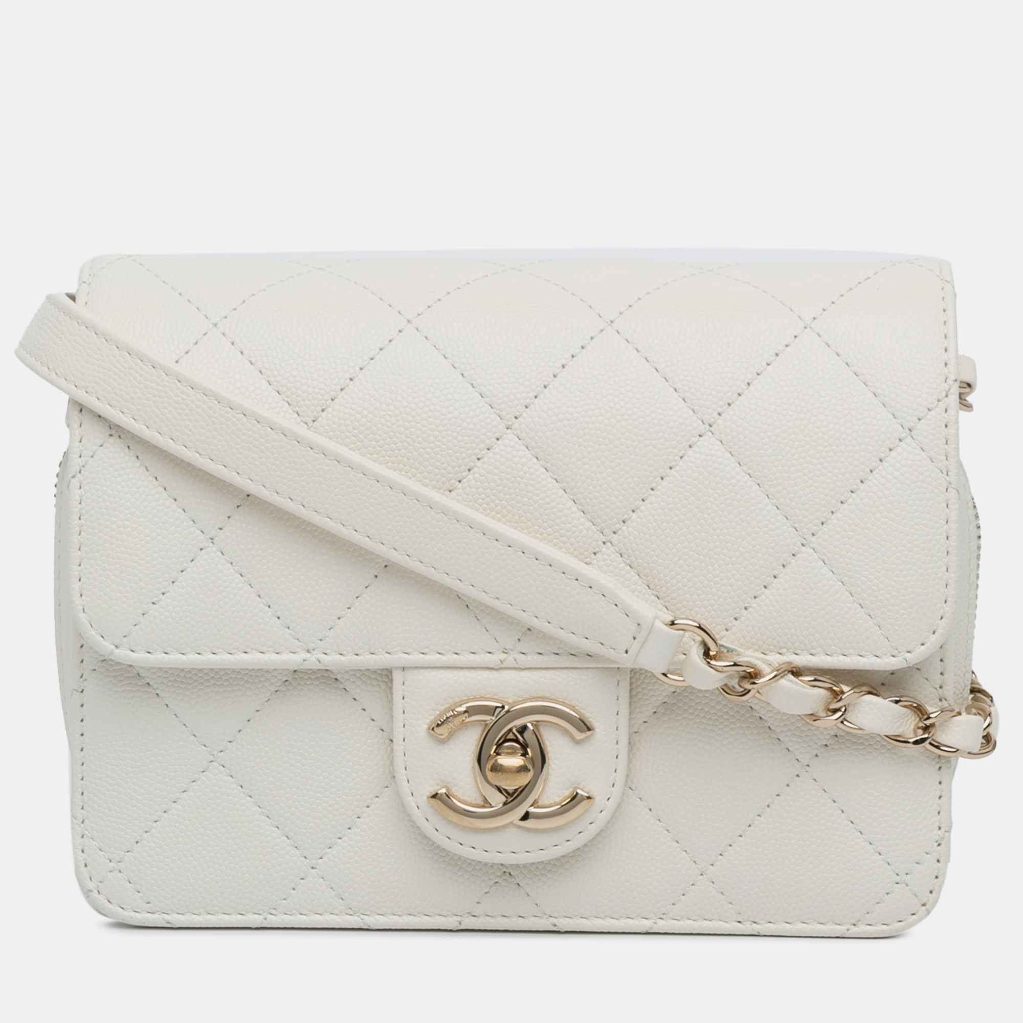 

Chanel White Mini Caviar Like a Wallet Flap