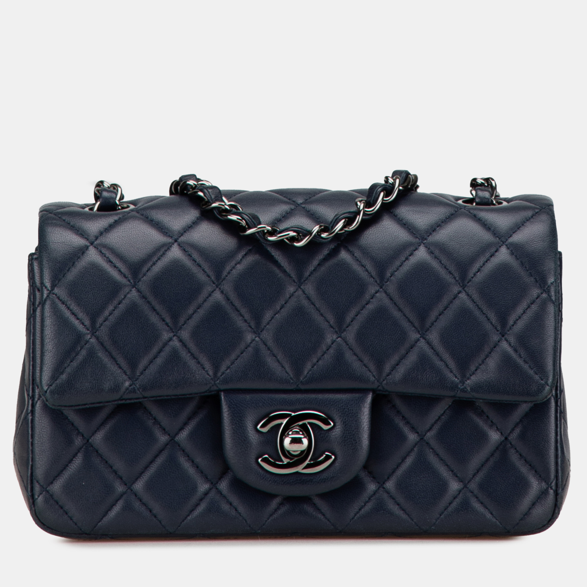 

Chanel Navy Blue Mini Rectangular Classic Lambskin Single Flap