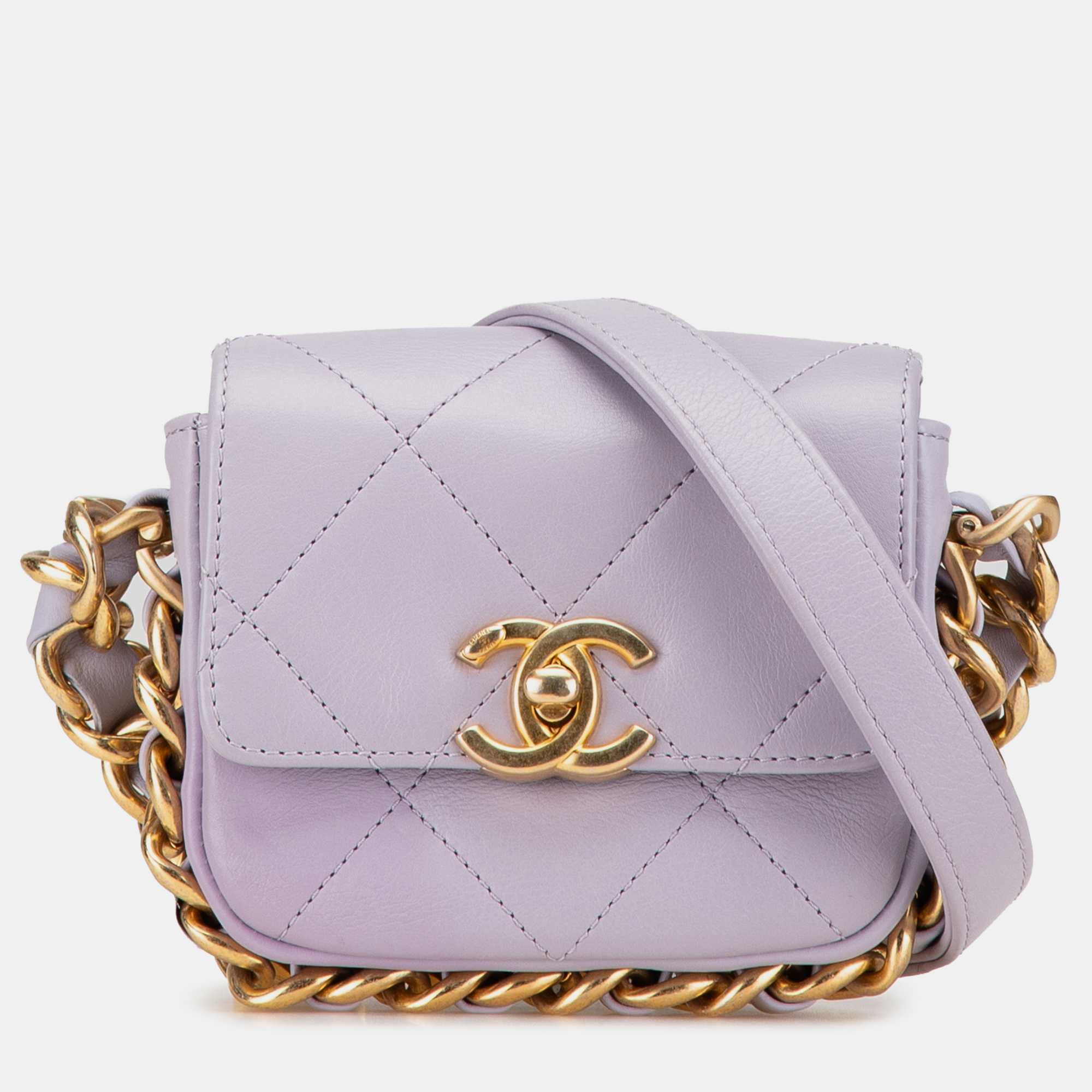 

Chanel Purple Mini Quilted Calfskin Framing Chain Flap