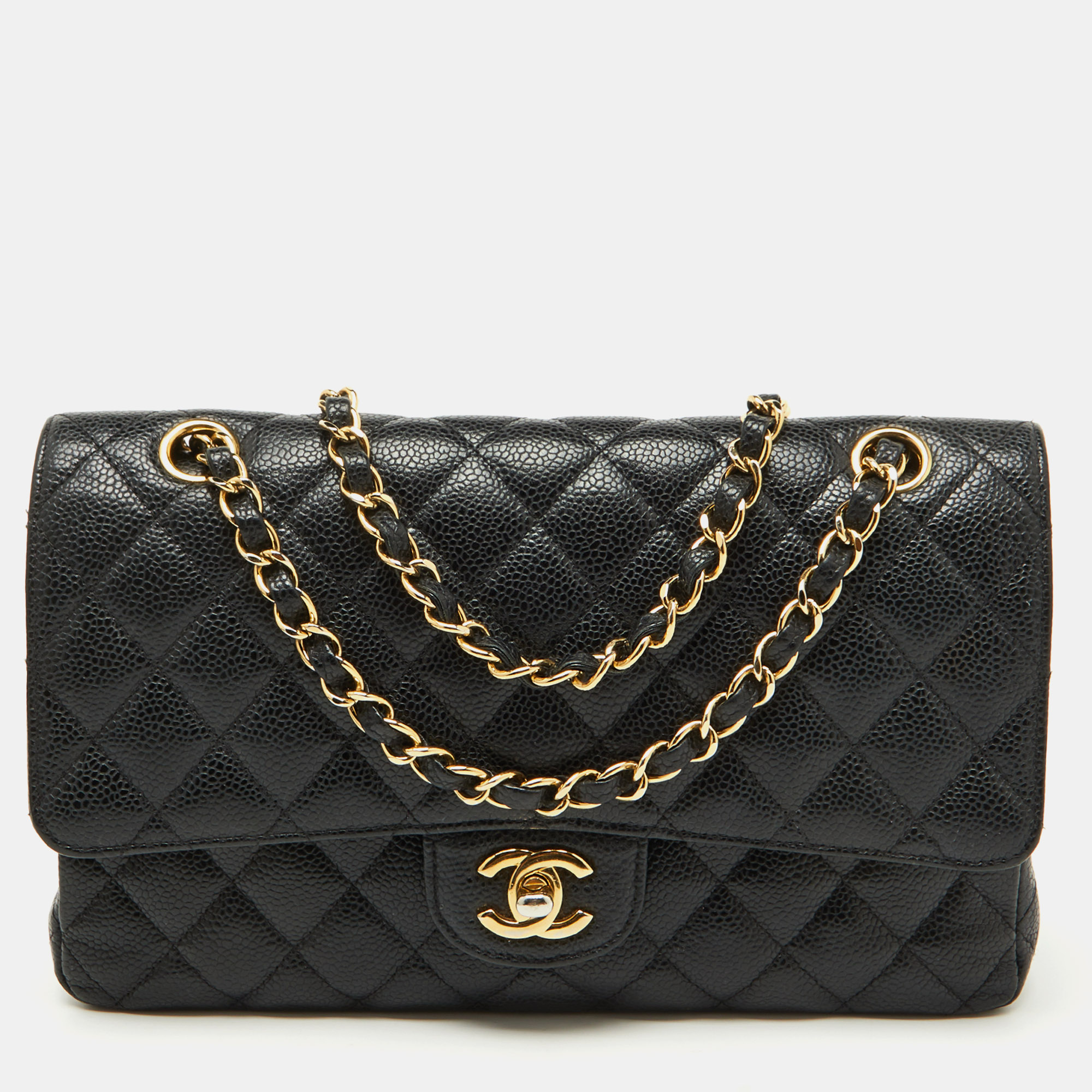 

Chanel Black Caviar Quilted Leather Medium Classic Double Flap Bag