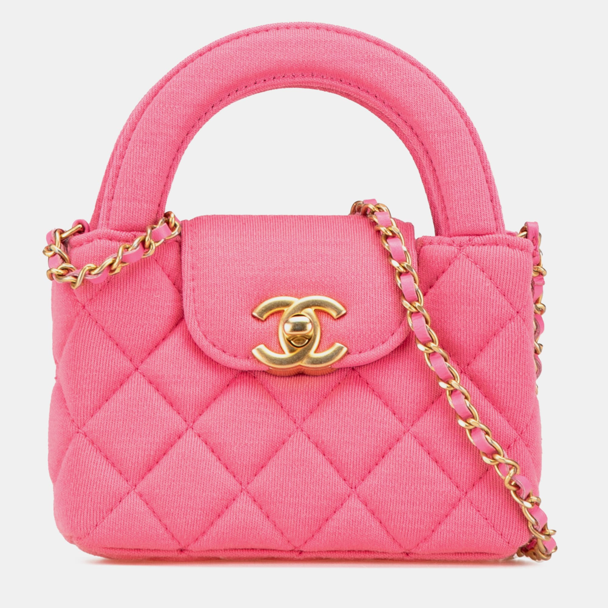 

Chanel Pink Mini Nano Jersey Kelly Shopper Bag