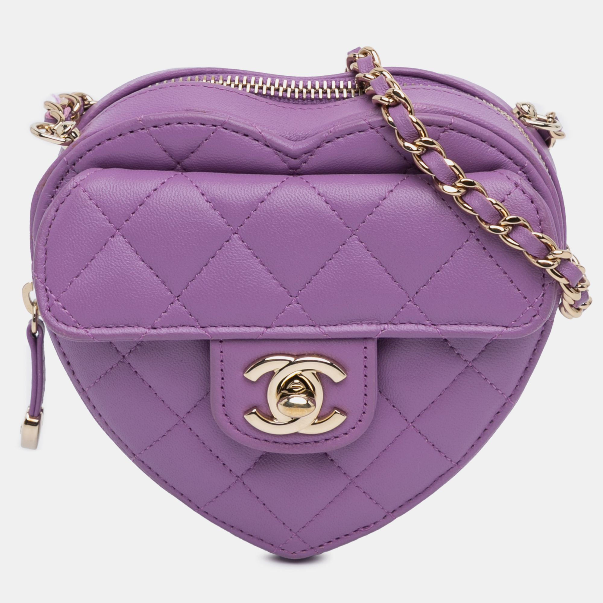 

Chanel Purple Mini Lambskin CC in Love Heart Crossbody Bag