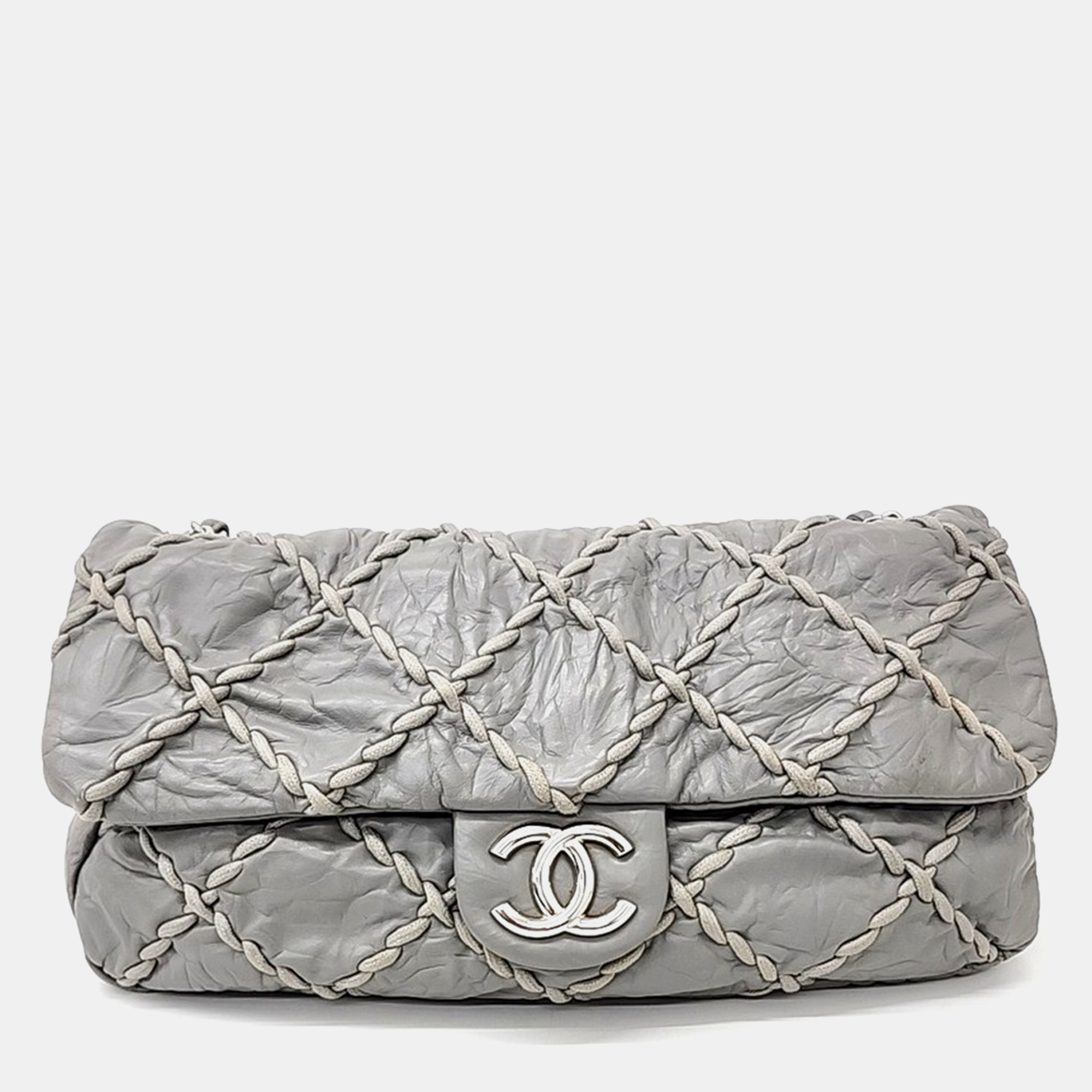 

Chanel Grey Leather Wild Stitch Chain Shoulder Bag