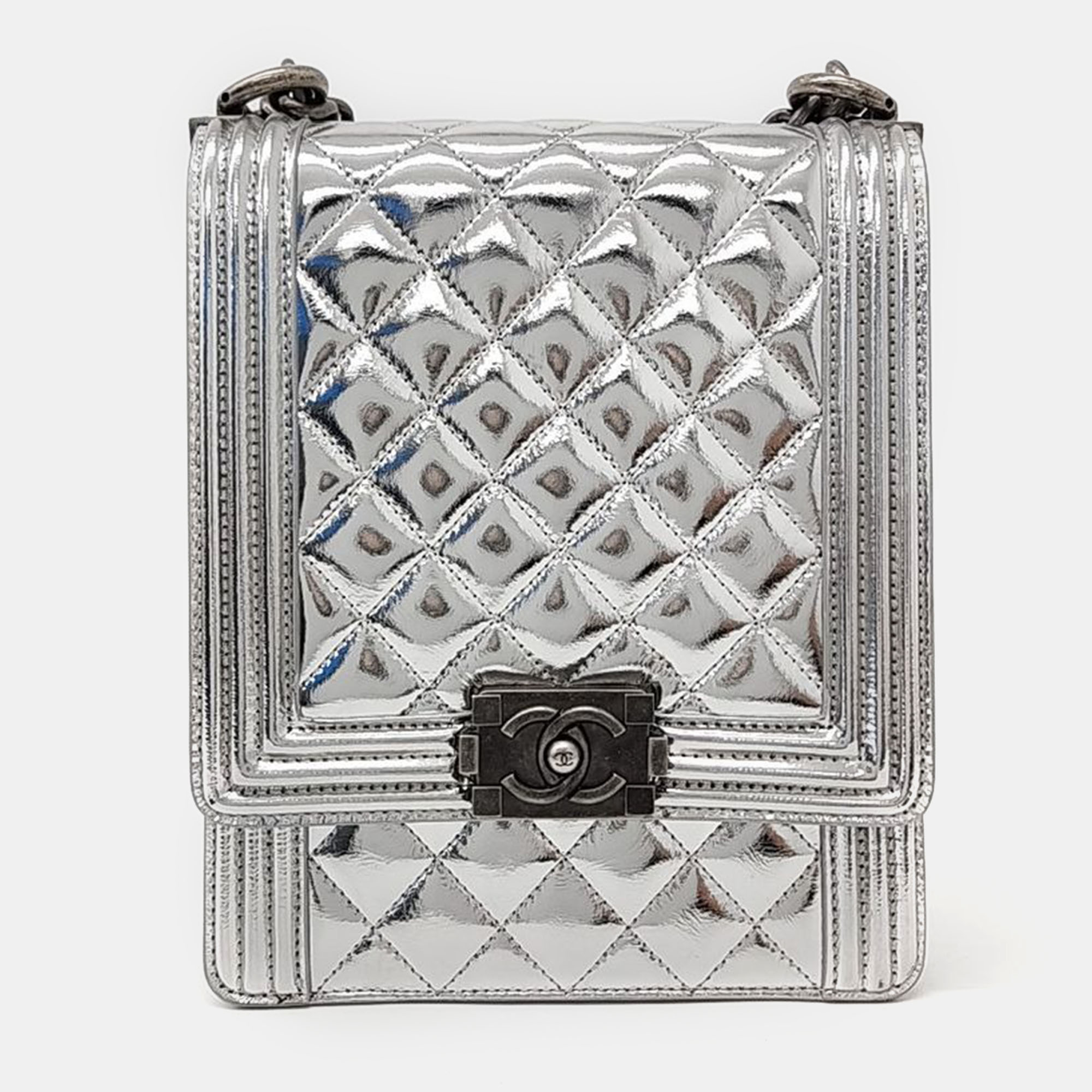 

Chanel Silver Leather Boy Flap Bag