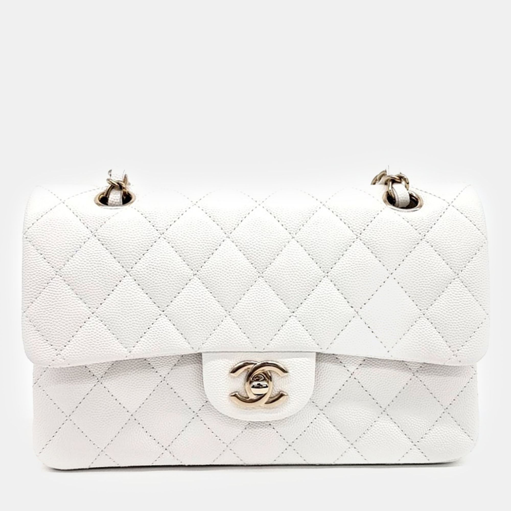 

Chanel White Leather Classic Small bag