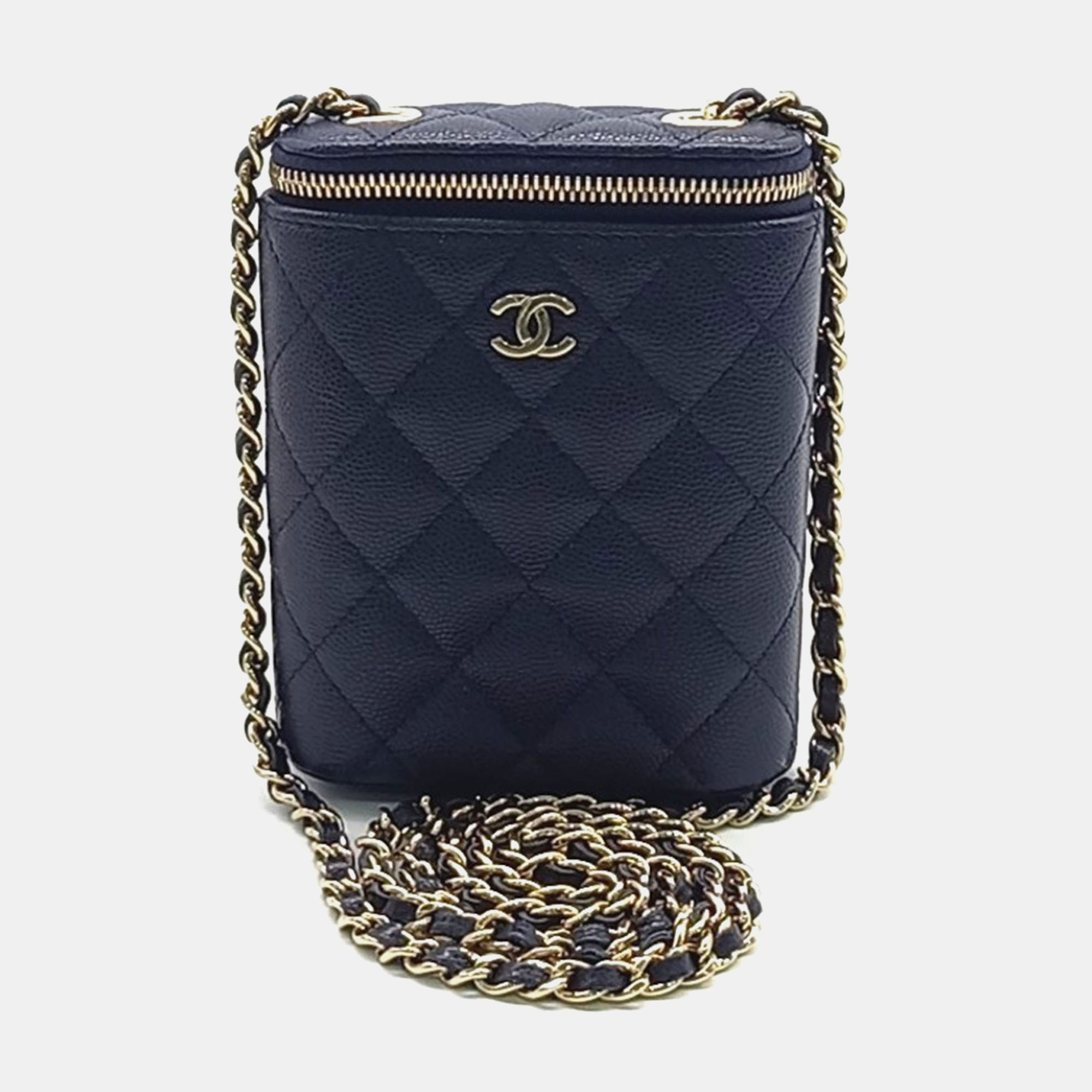 

Chanel Navy Blue Leather Mini Crossbody Bag