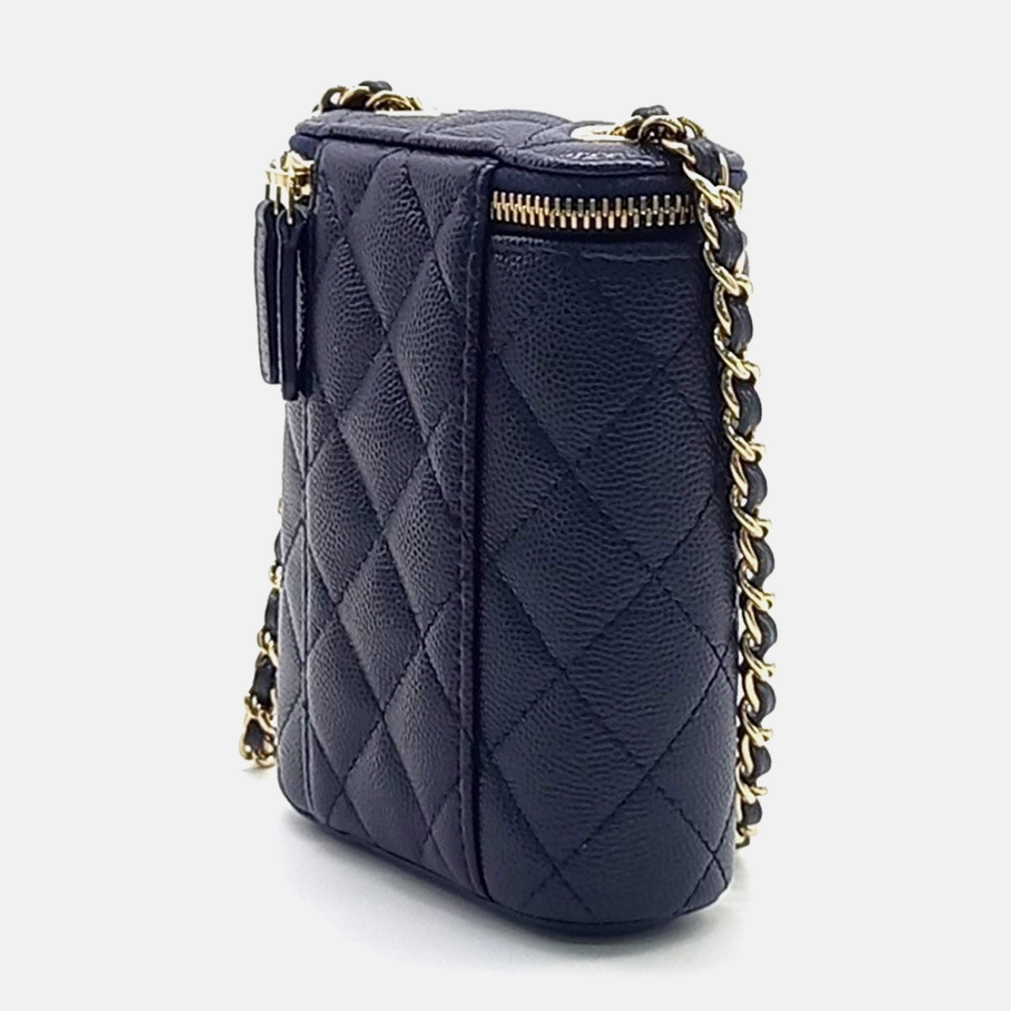 Chanel Navy Blue Leather Mini Crossbody Bag 