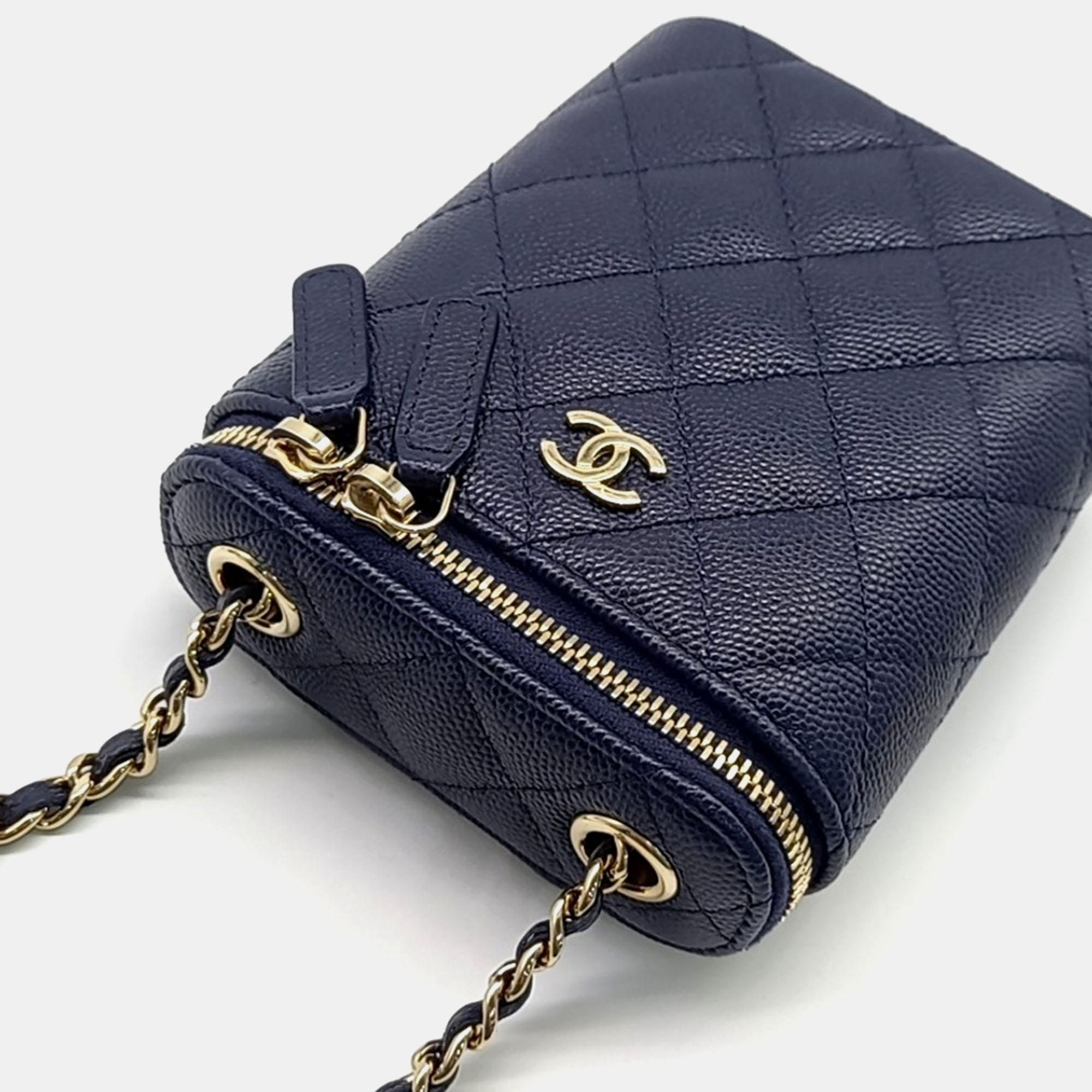 Chanel Navy Blue Leather Mini Crossbody Bag 