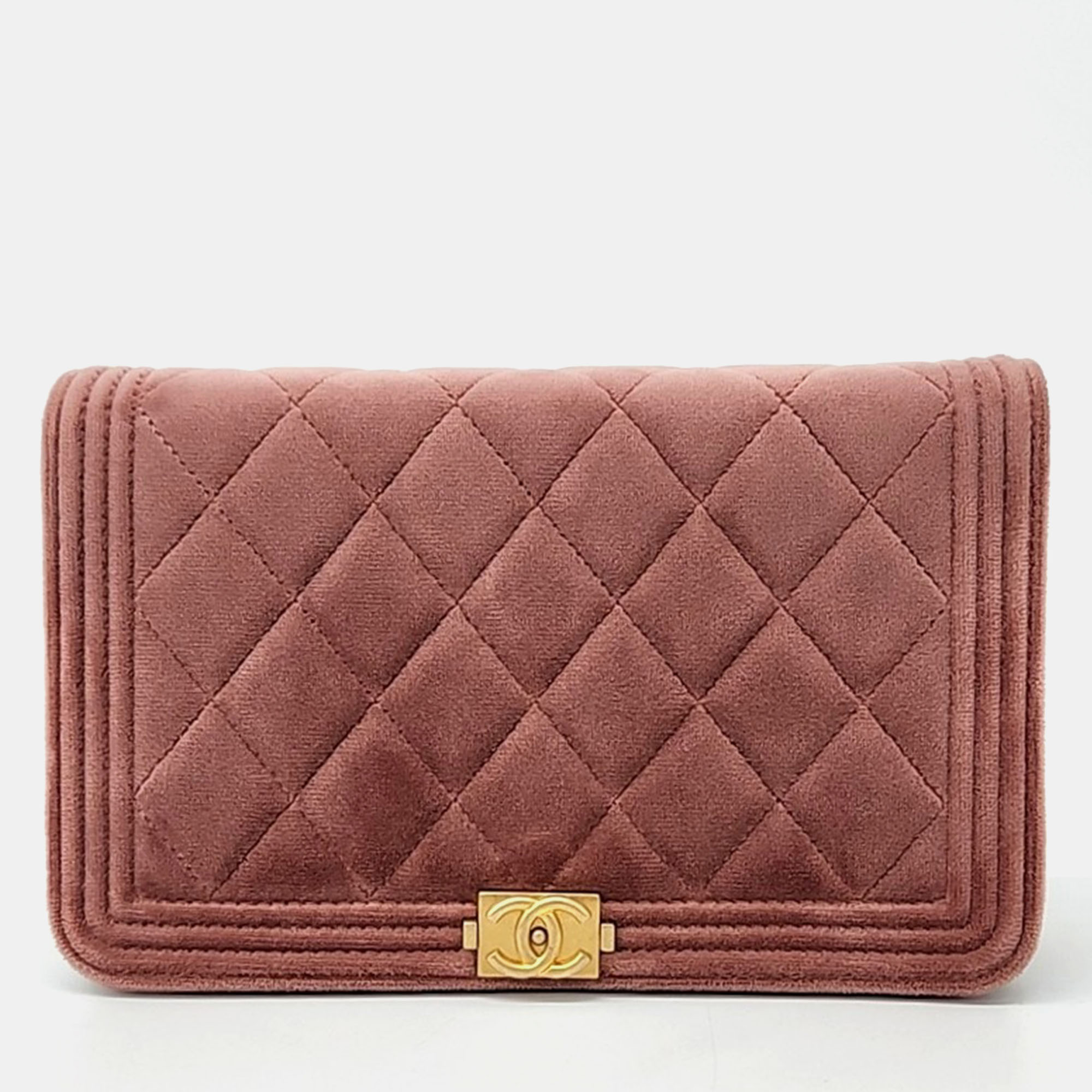 

Chanel Pink Velvet Boy WOC Mini Crossbody Bag