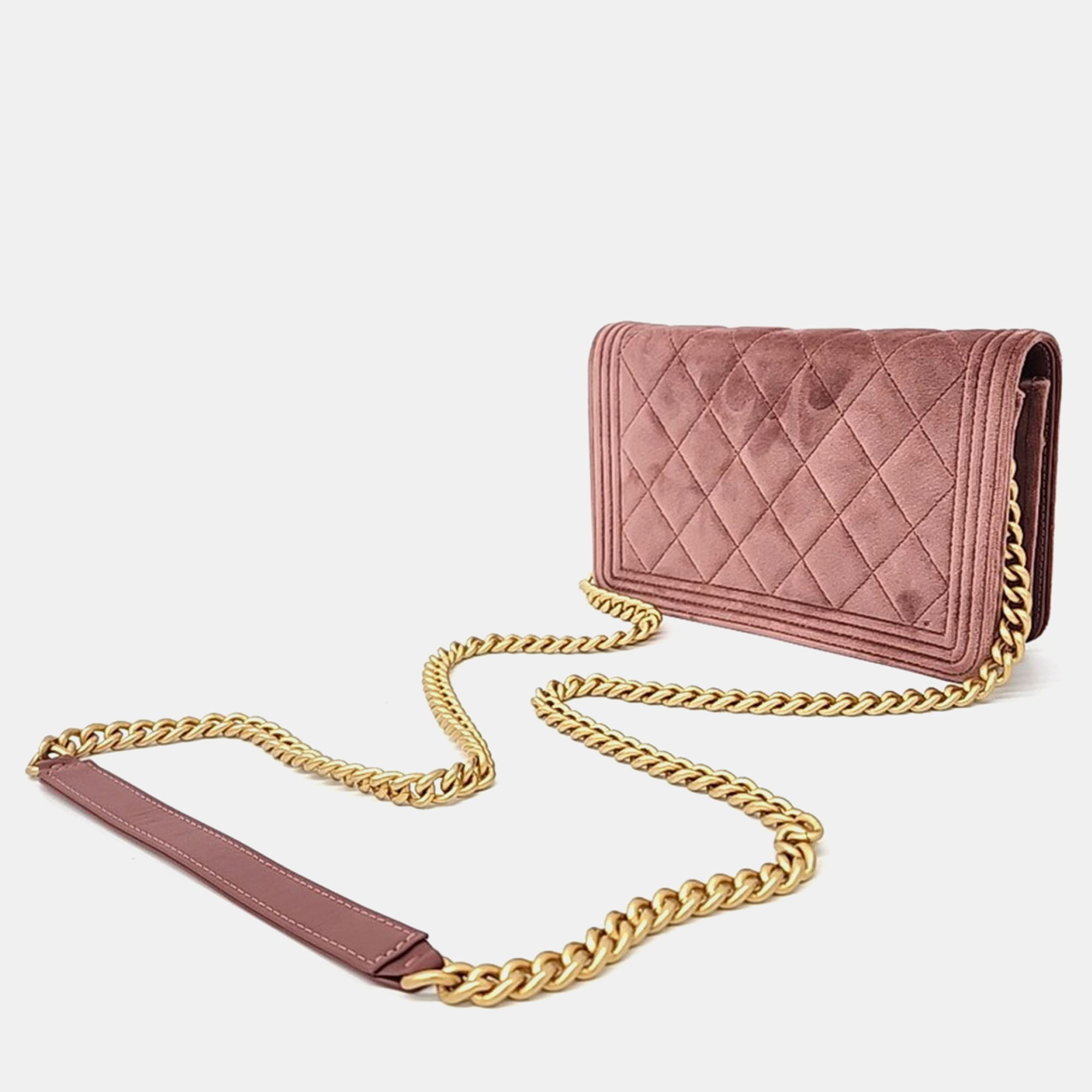 Chanel Pink Velvet Boy WOC Mini Crossbody Bag 