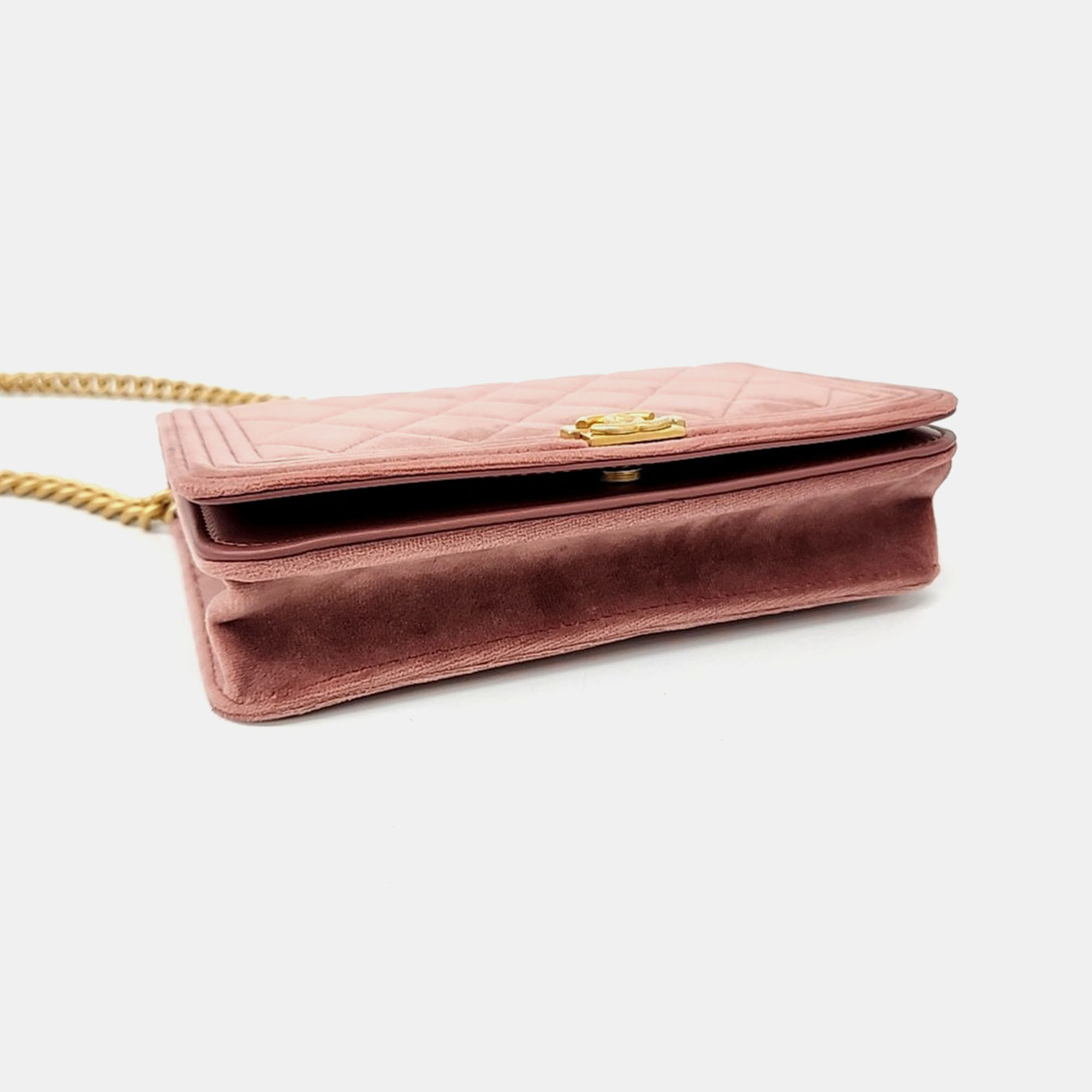 Chanel Pink Velvet Boy WOC Mini Crossbody Bag 