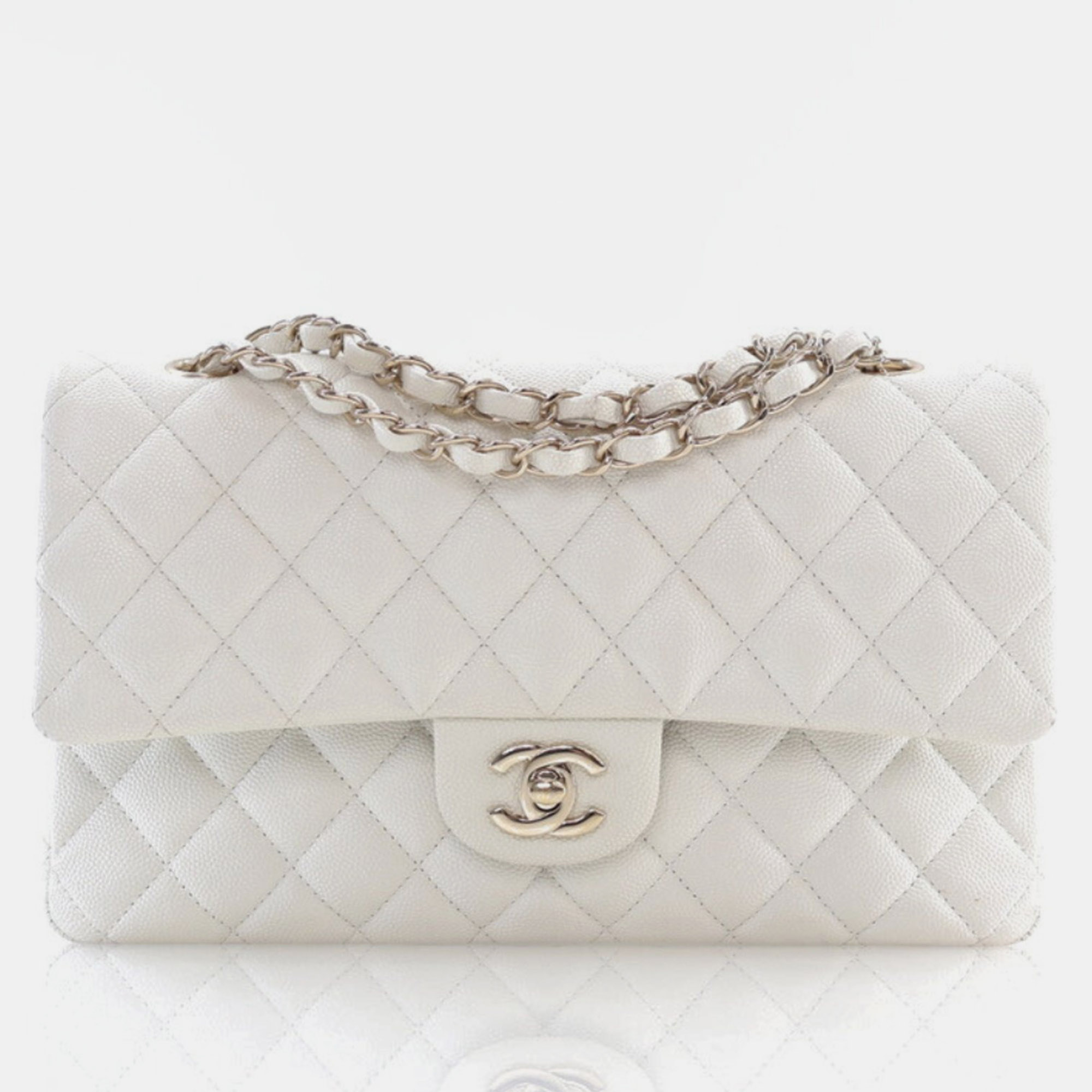 

Chanel Medium White Caviar Classic Double Flap