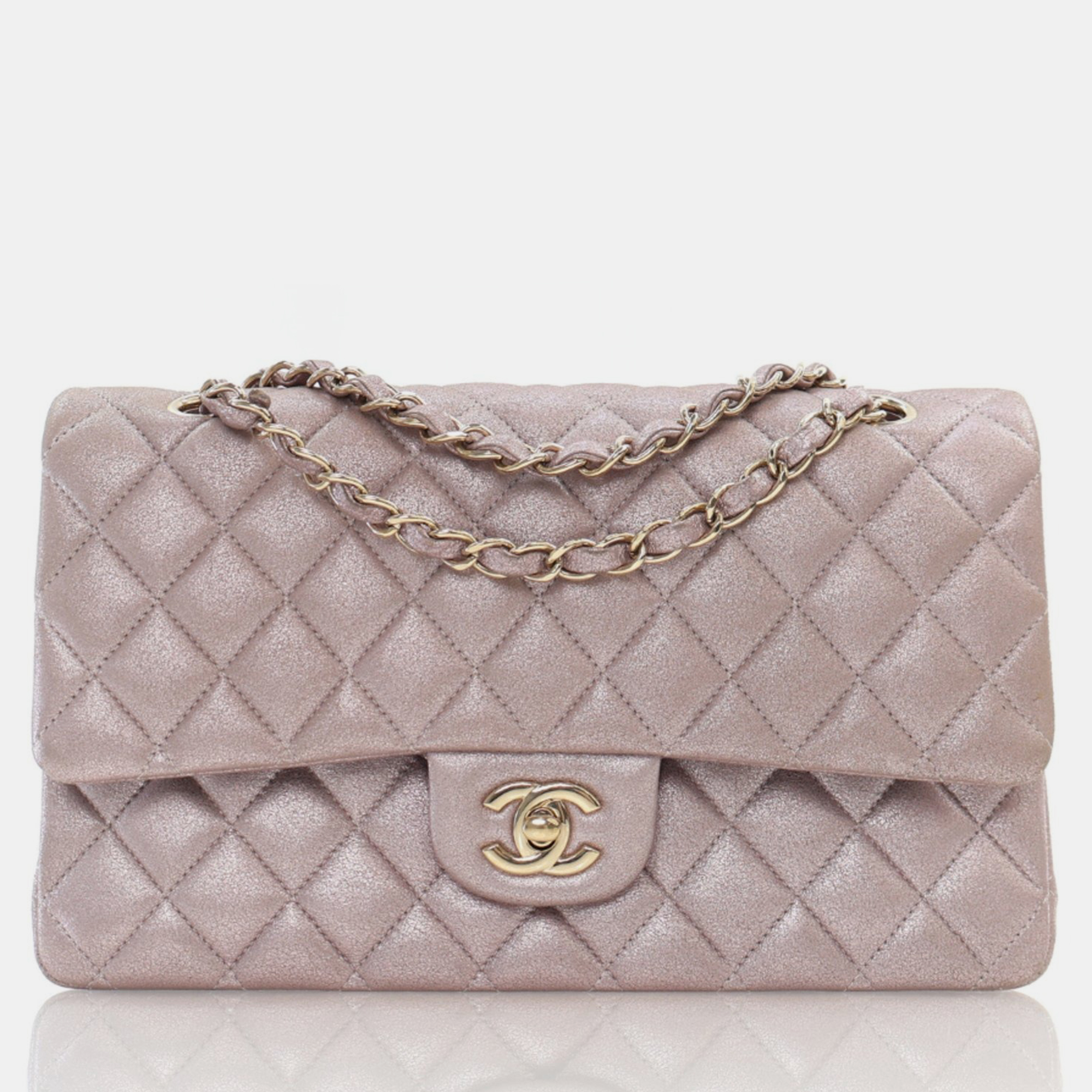 

Chanel Medium Calfskin Metallic Pink Classic Double Flap