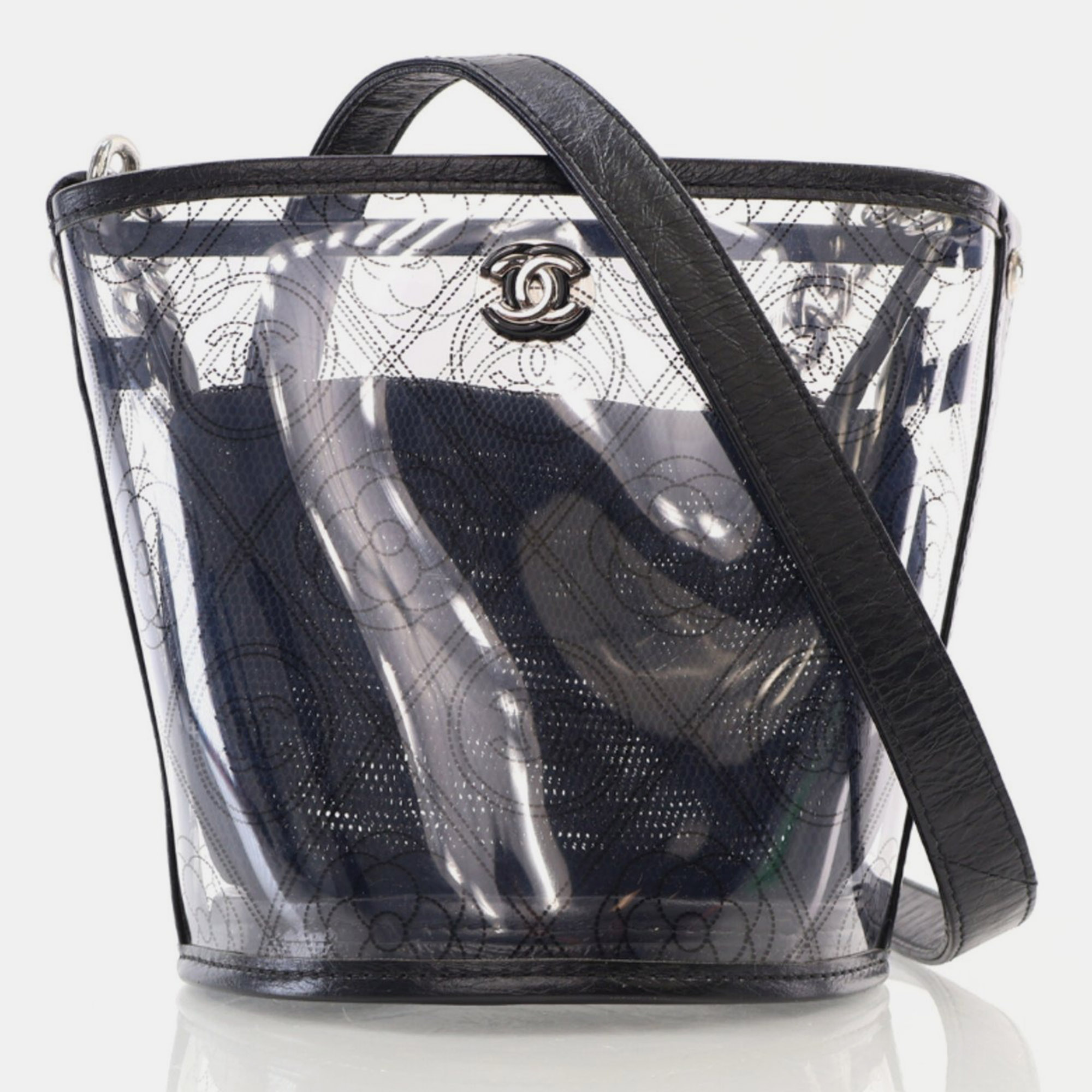 

Chanel Black Crumpled Calfskin PVC Bucket Bag