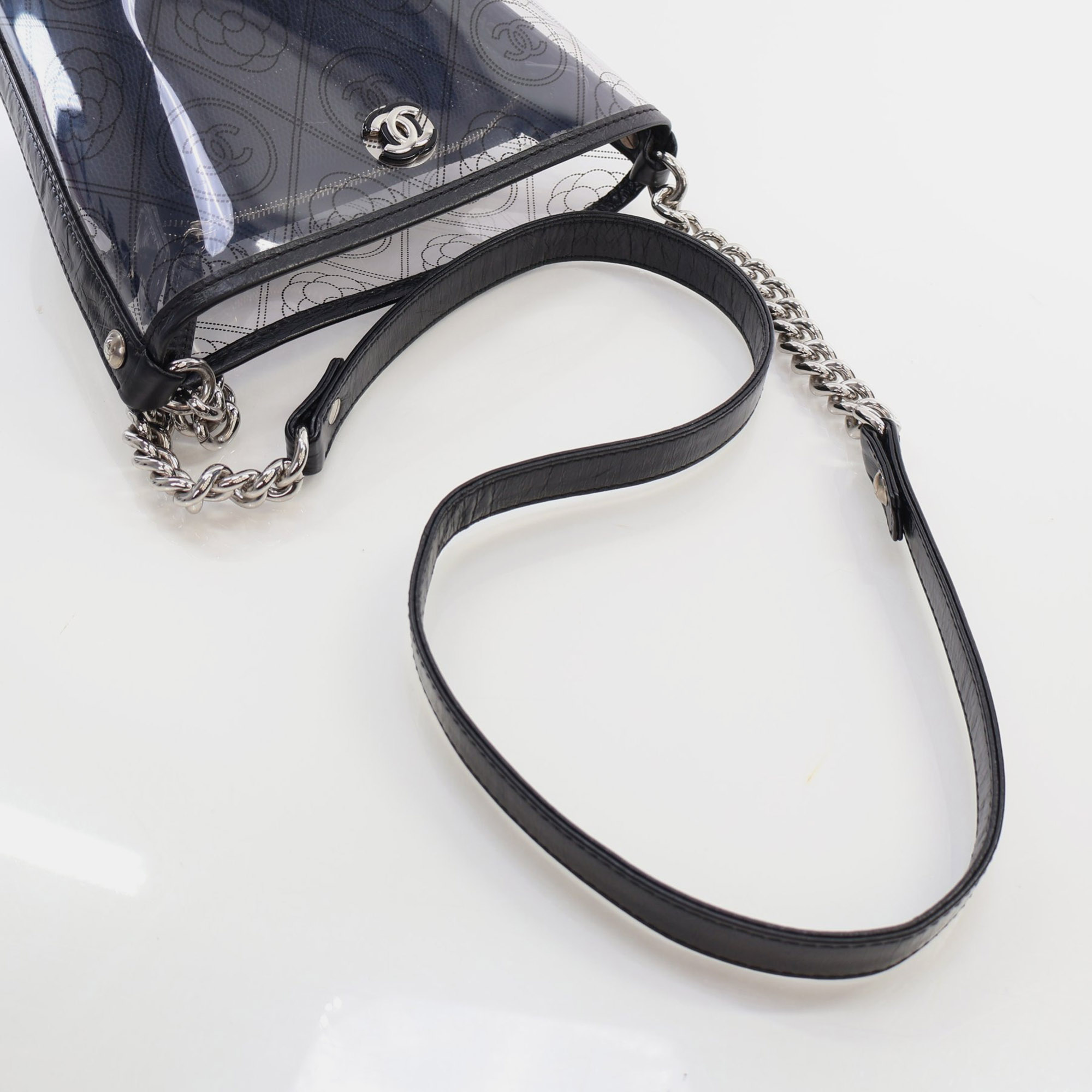 Chanel Black Crumpled Calfskin PVC Bucket Bag 