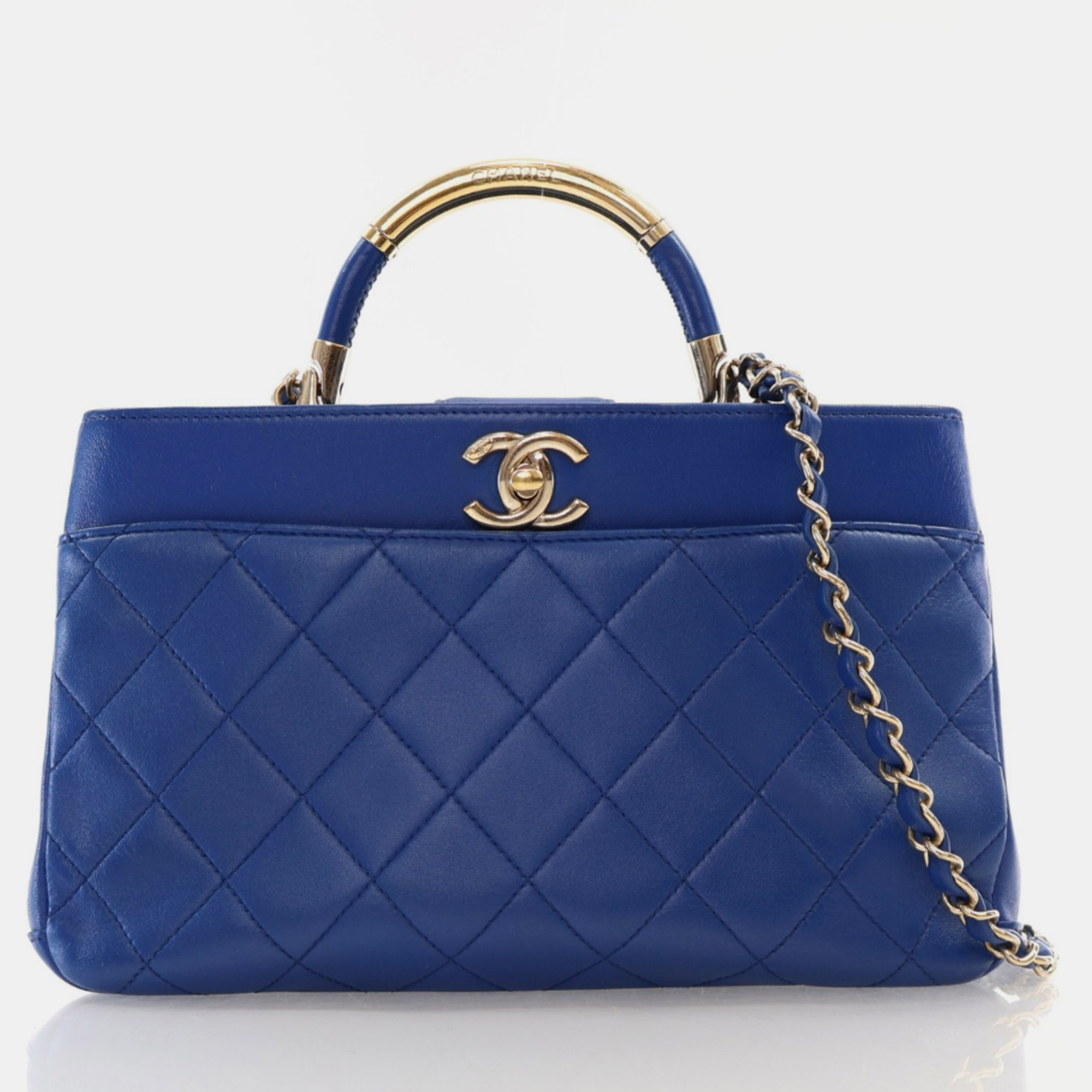 

Chanel Small Blue Lambskin Carry Chic Shopping Tote