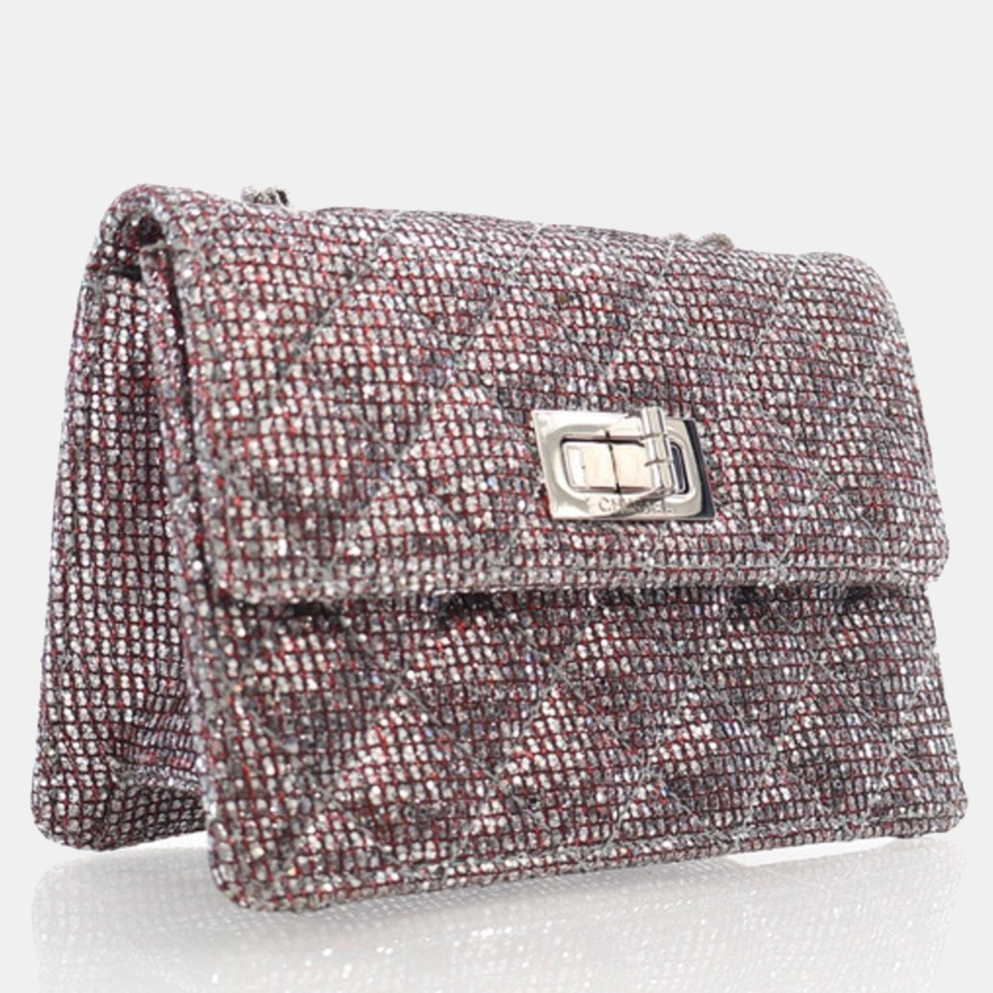 Chanel Mini Glitter Canvas Mademoiselle 2.55 Flap Bag 