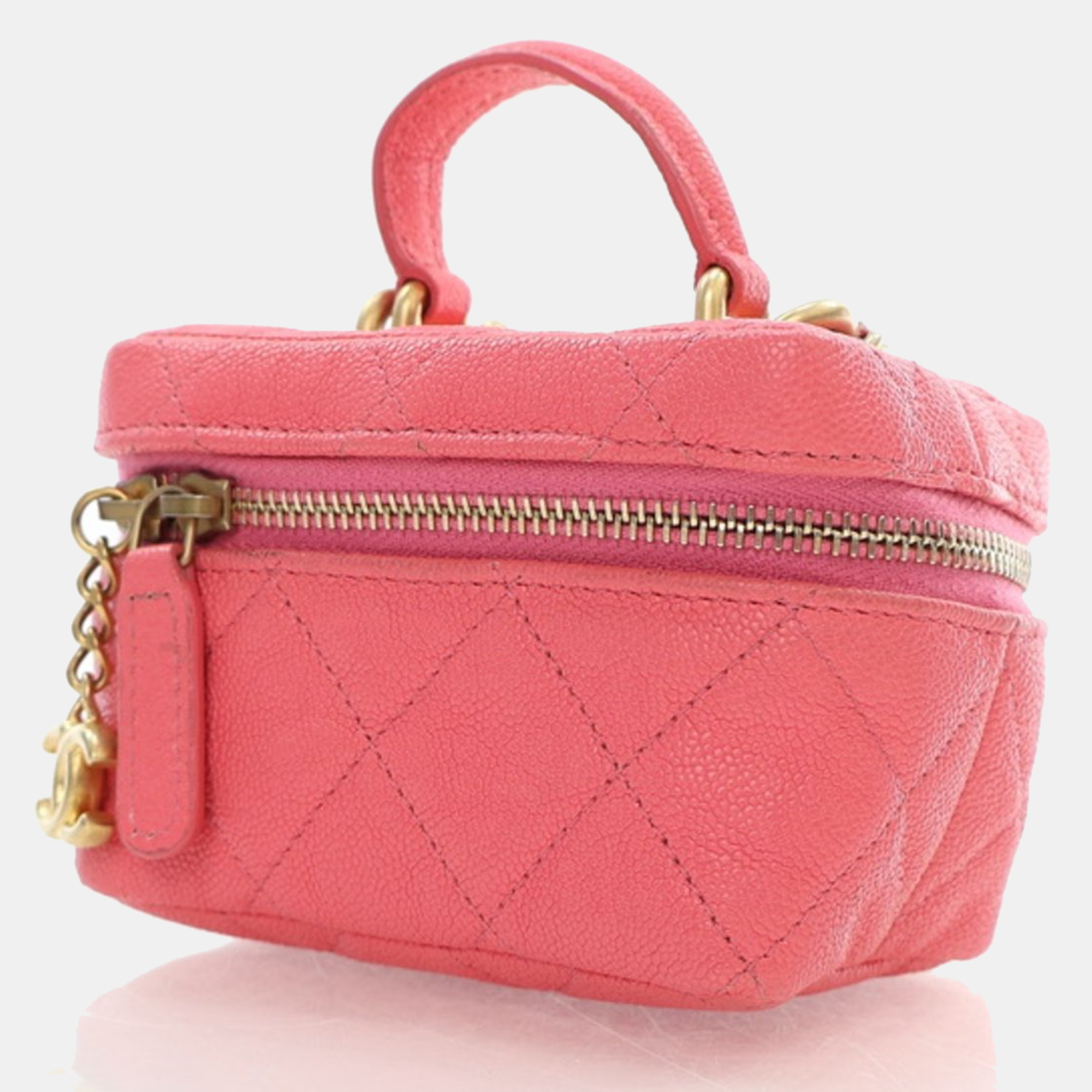 Chanel Mini Pink Caviar Top Handle Vanity 