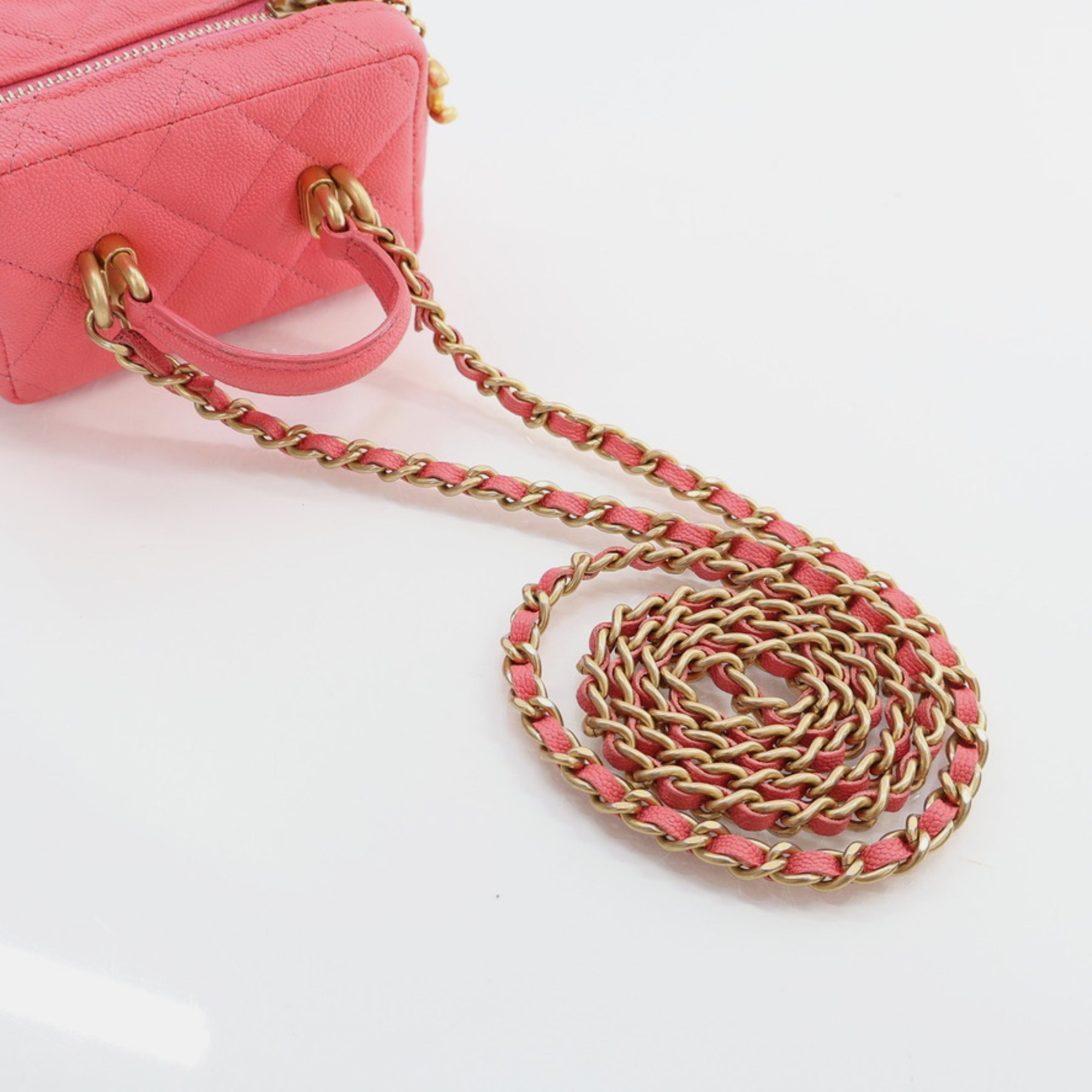 Chanel Mini Pink Caviar Top Handle Vanity 
