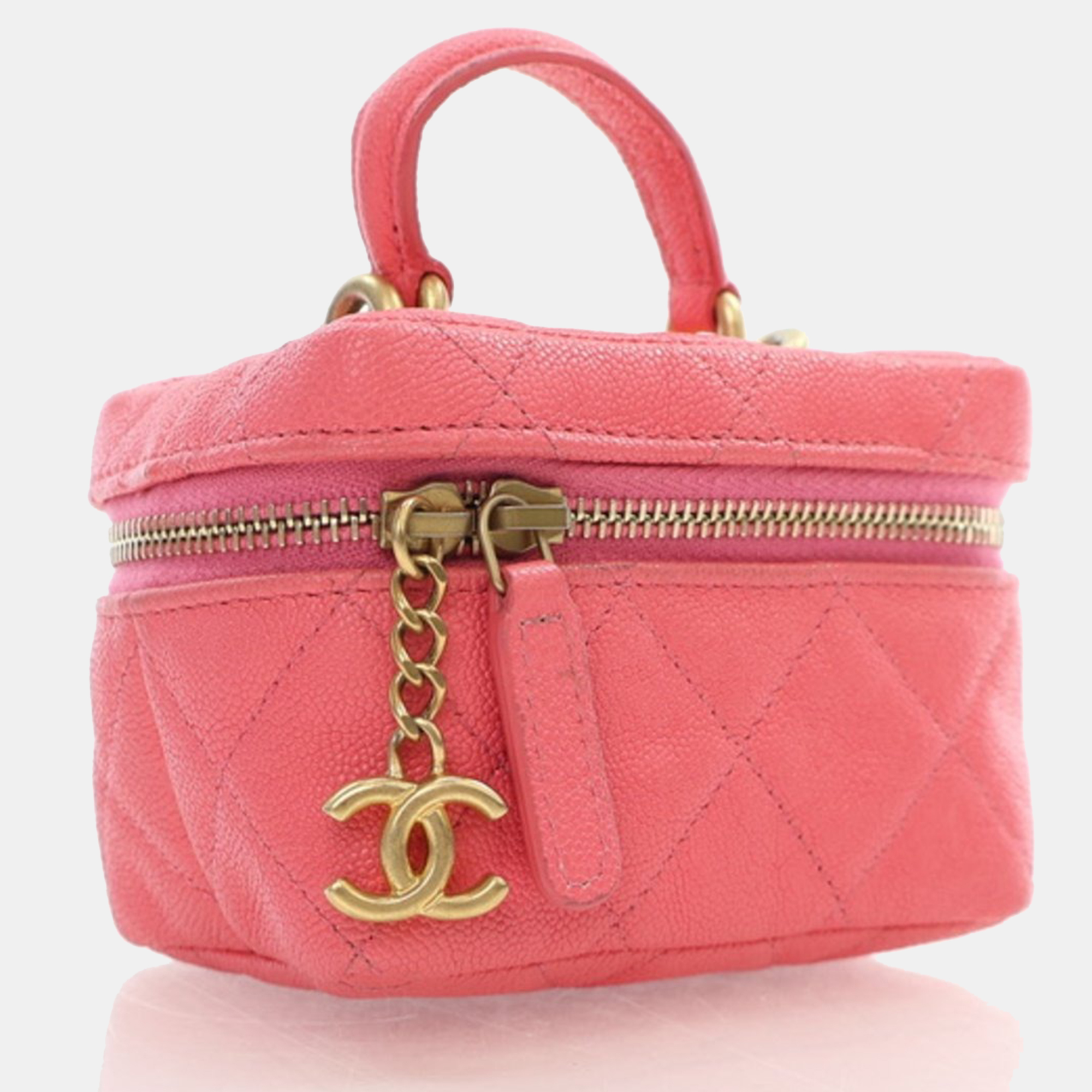 Chanel Mini Pink Caviar Top Handle Vanity 