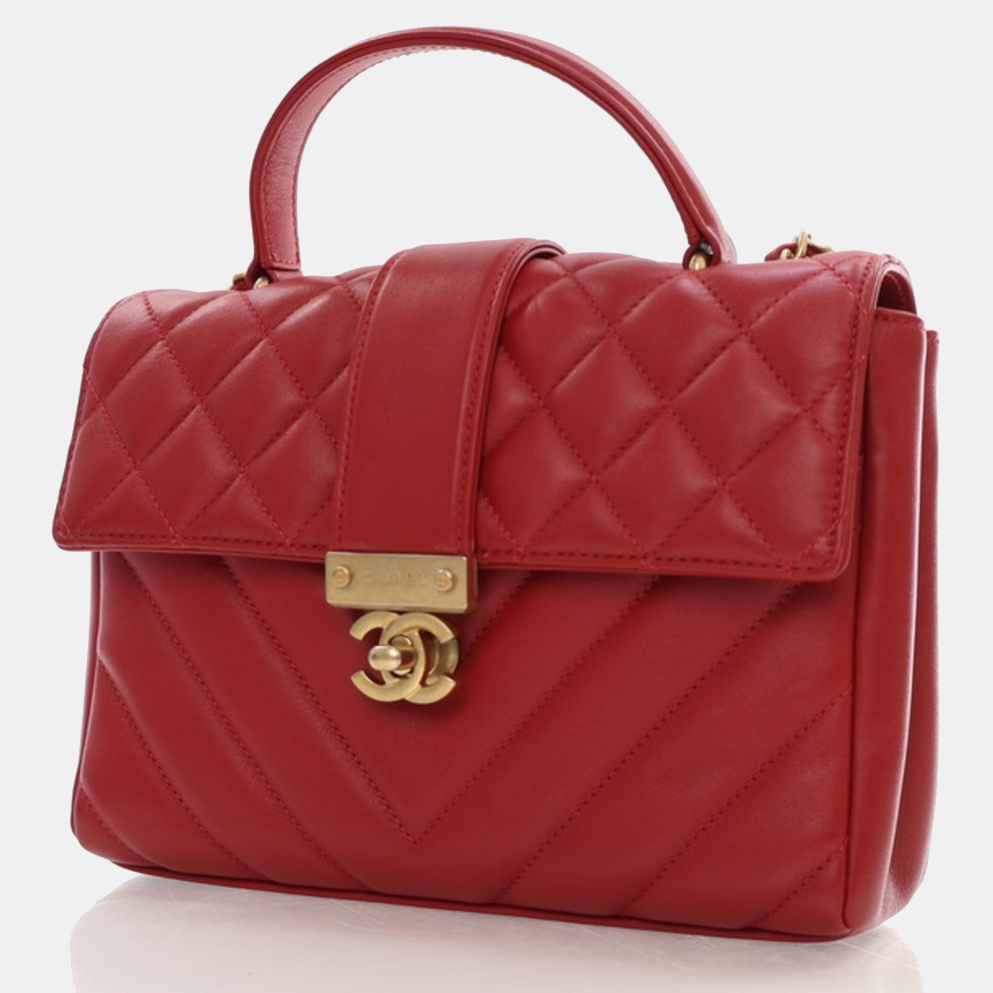 Chanel Red Calfskin In the City Top Handle Bag 