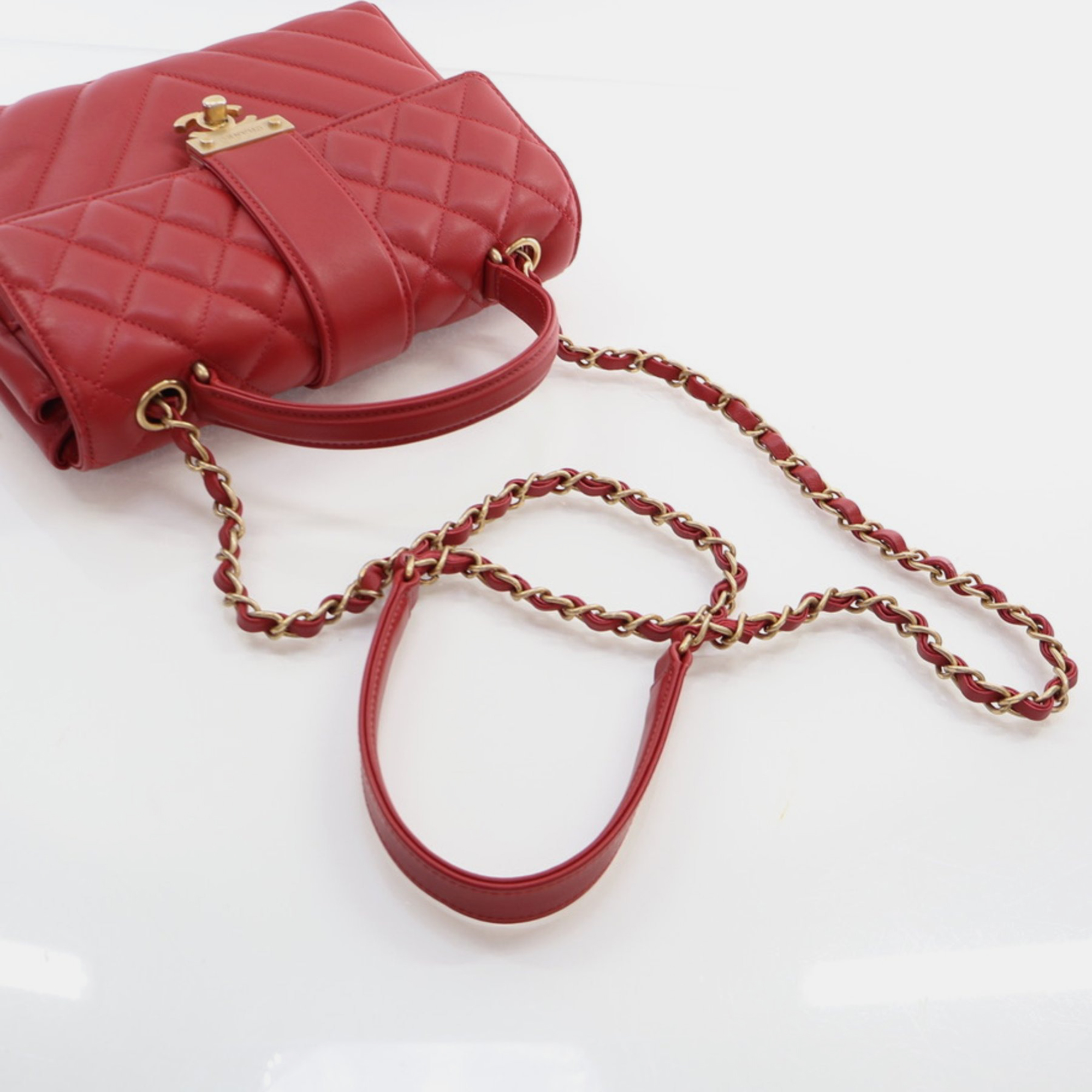 Chanel Red Calfskin In the City Top Handle Bag 