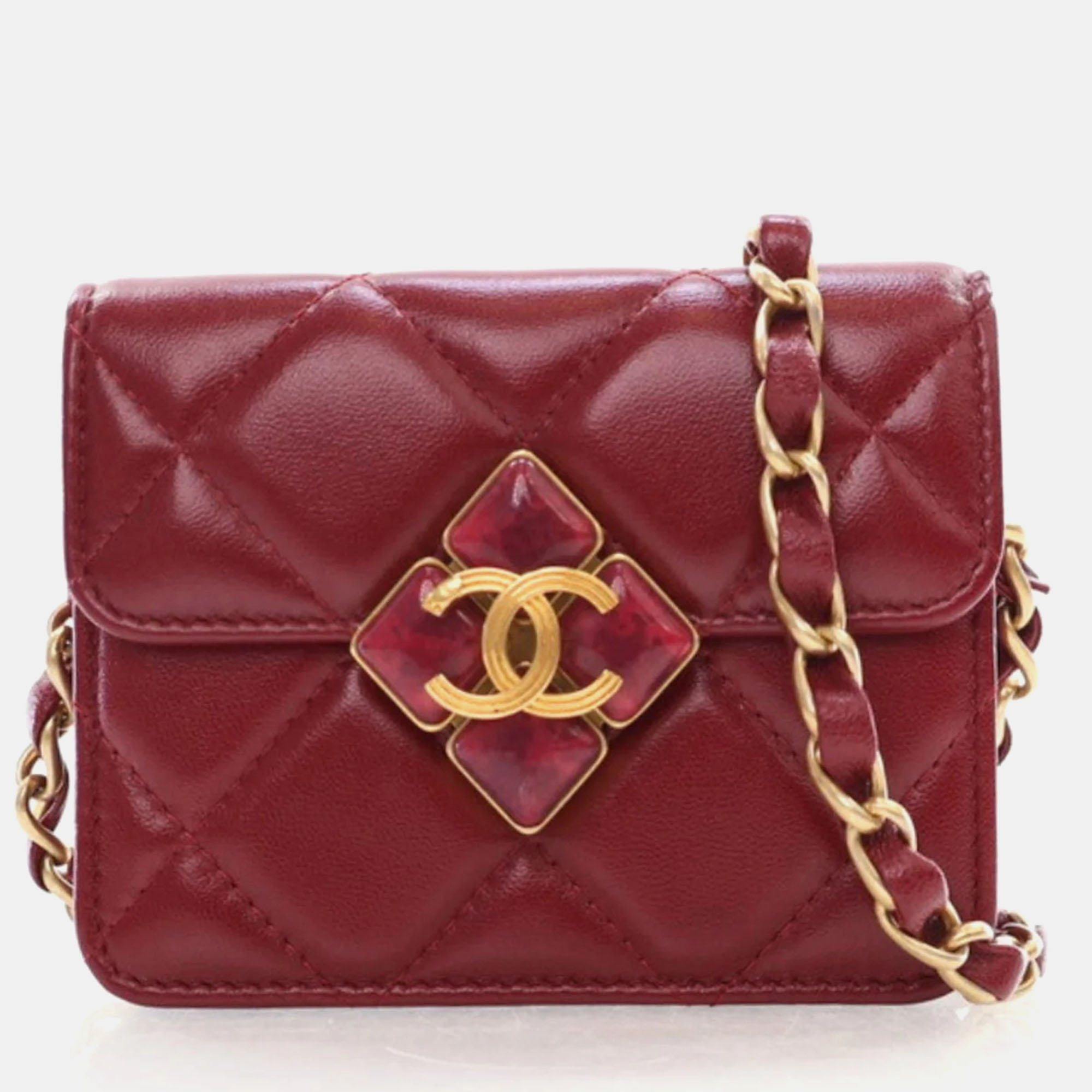 

Chanel Diamond Lock Bag Small Burgundy Lambskin