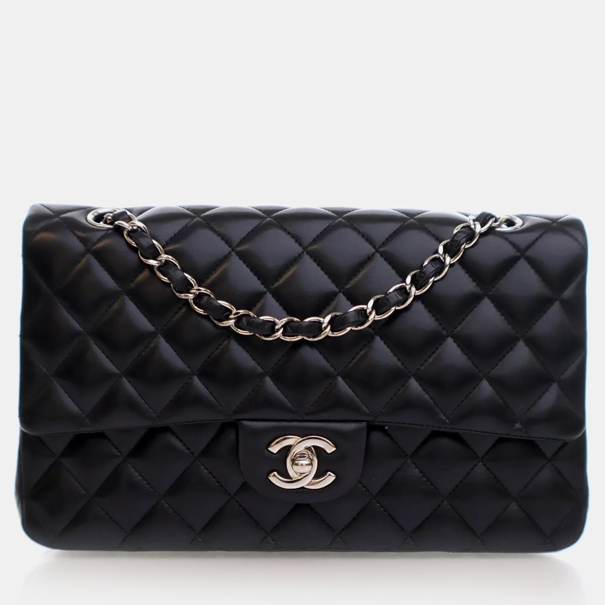 

Chanel Medium Black Lambskin Classic Double Flap Bag